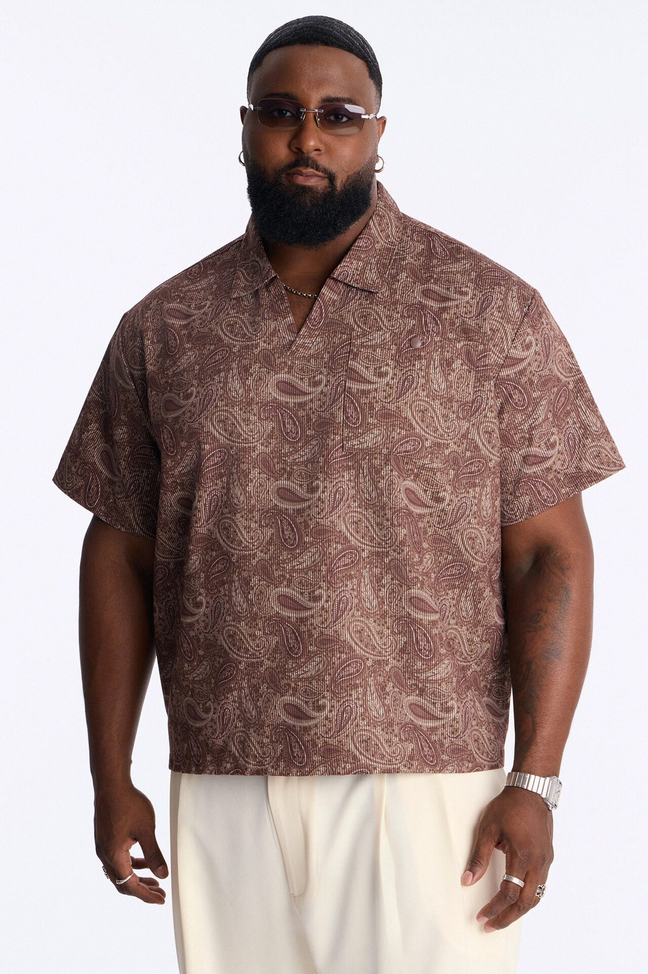 Relaxed Cormonte Paisley Polo - Brown