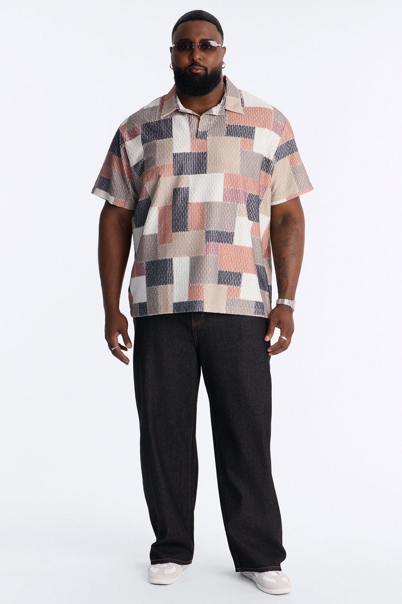 Blueprint Patchwork Johnny Collar Polo - MultiColor