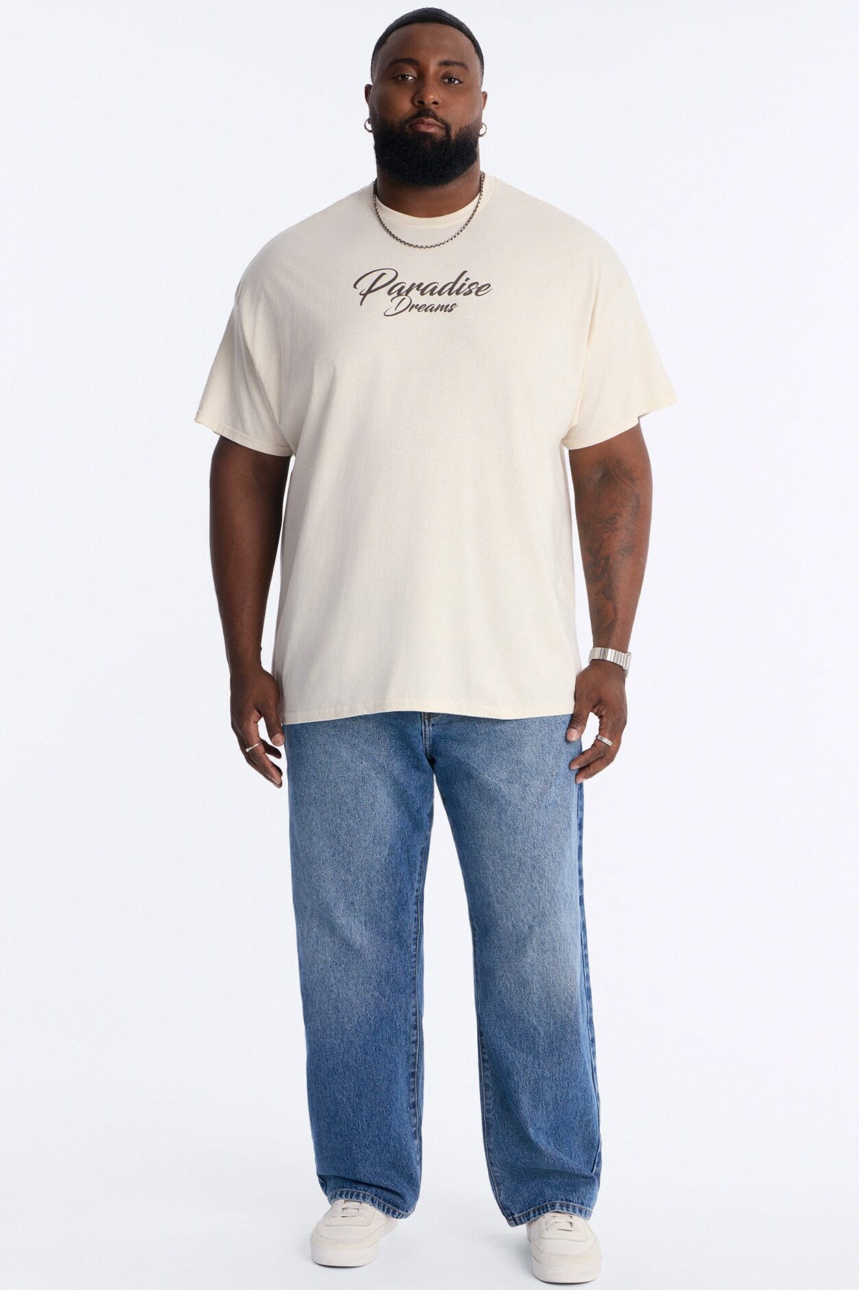 In Paradise Dreaming Oversized Short Sleeve Tee - Natural