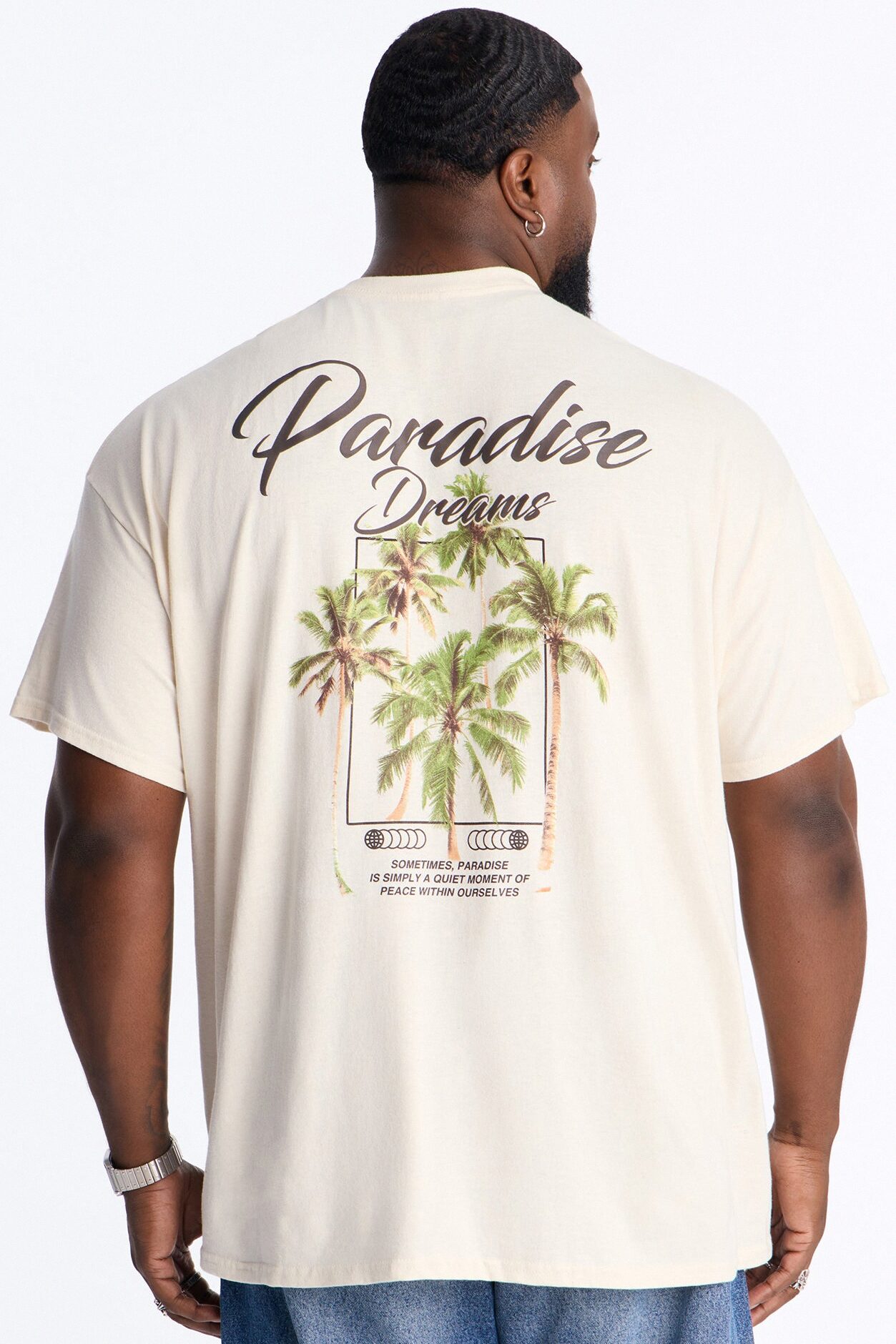 In Paradise Dreaming Oversized Short Sleeve Tee - Natural