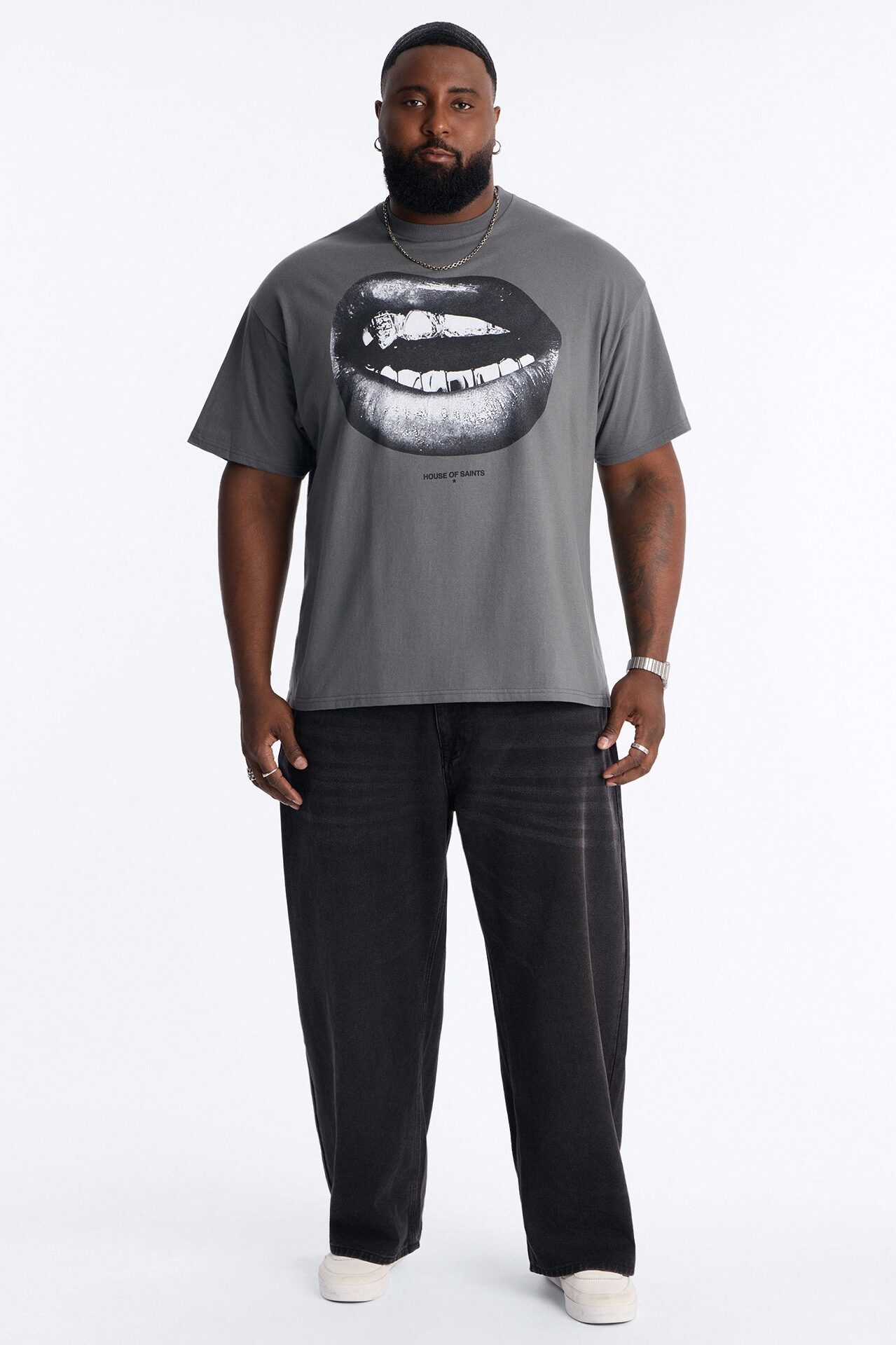 House Of Saints Grill Short Sleeve Tee - Charcoal