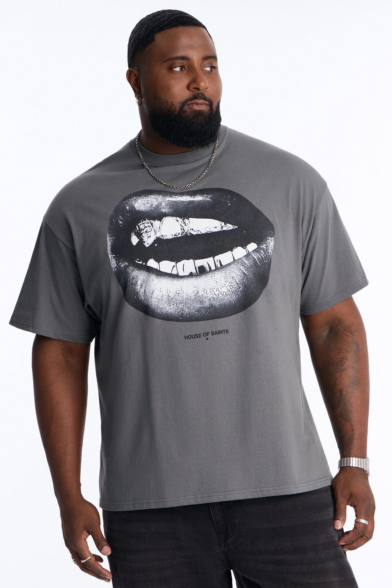 House Of Saints Grill Short Sleeve Tee - Charcoal
