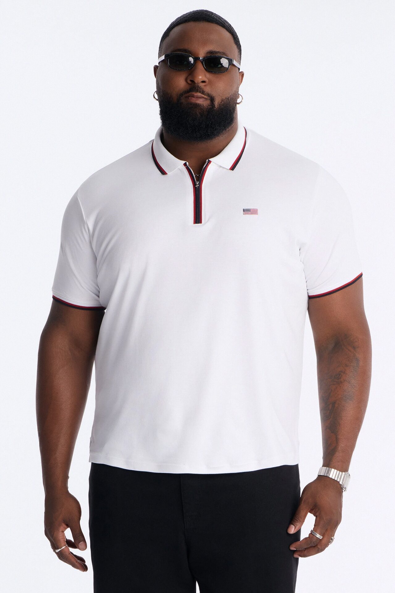 Americana Heartland Quarter Zip Polo - White/combo
