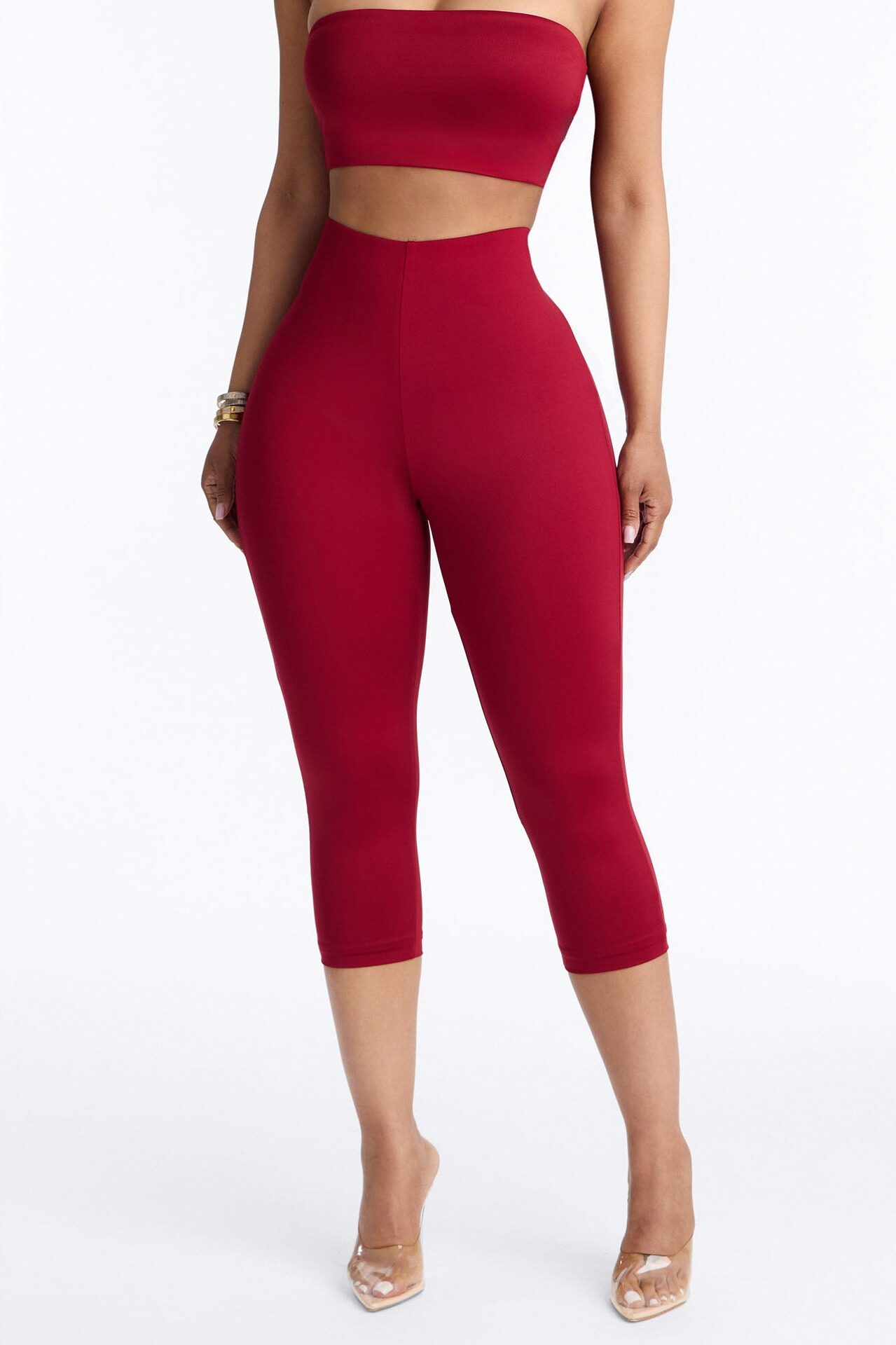 Contour Double Lined Capri Pant - DarkRed