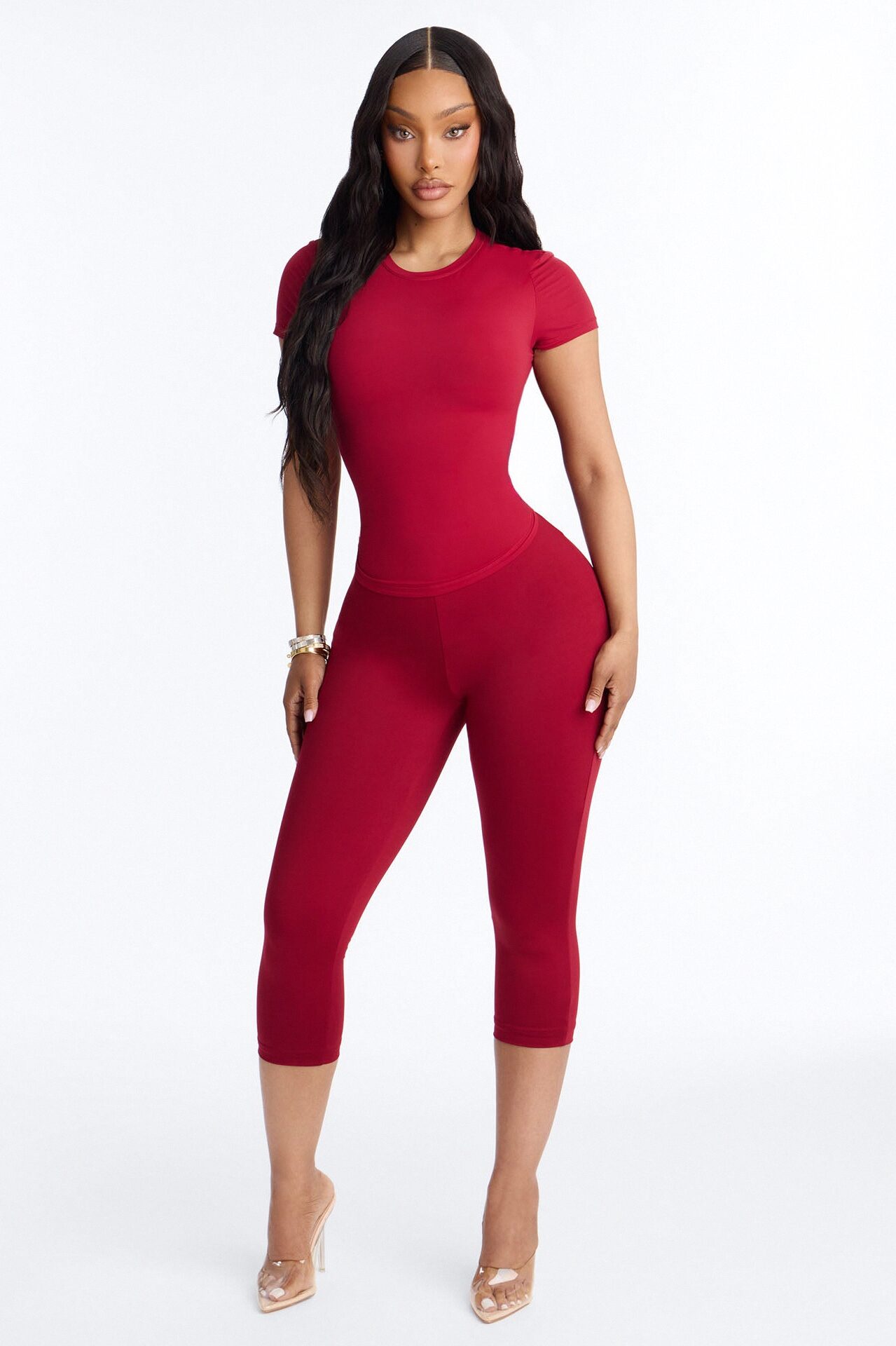 Second Skin Double Lined Short Sleeve Top - DarkRed