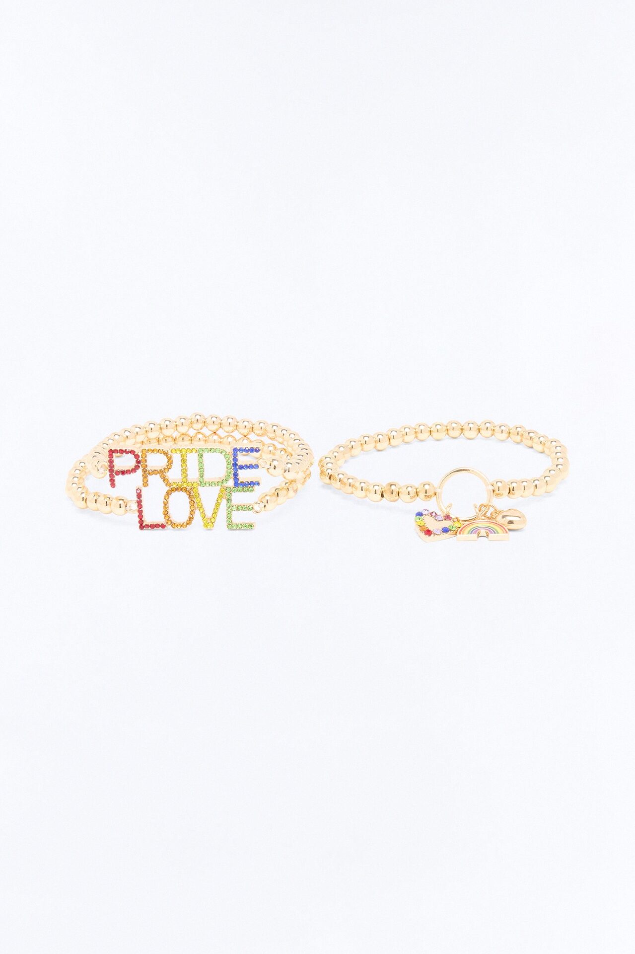 Love Wins Pride 3 Piece Bracelet Set - Gold/Multi