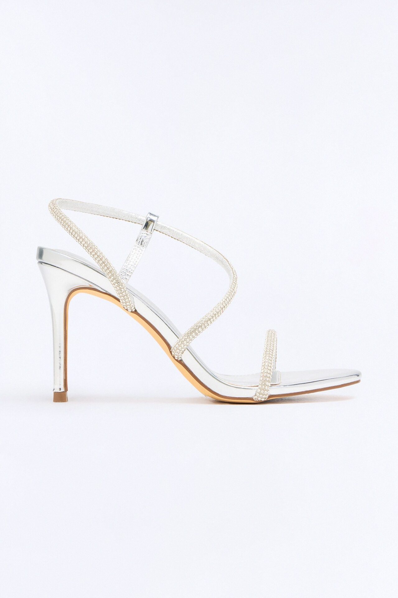 Nightlife Rhinestone Slingback Heels - Silver