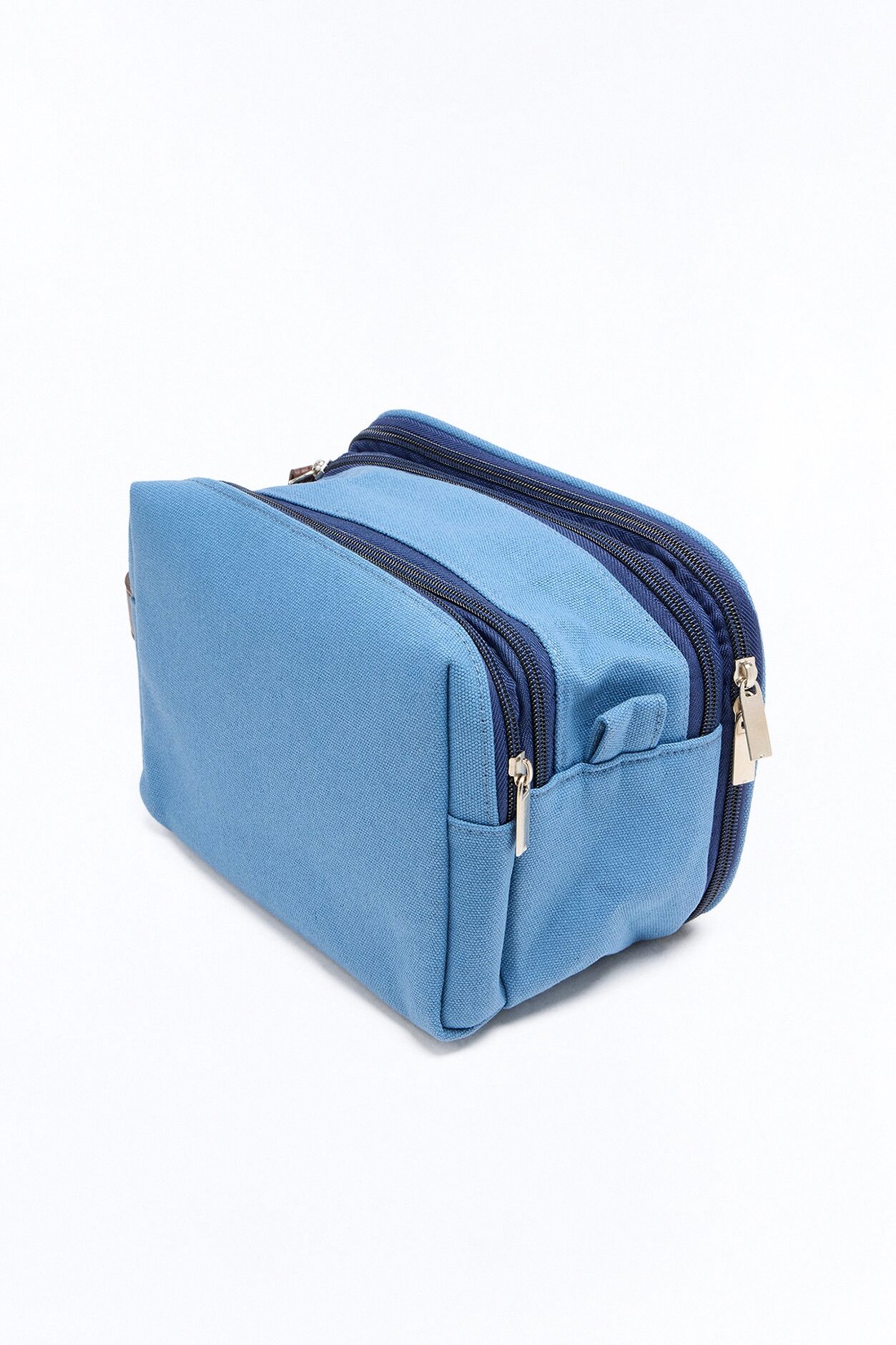 Lazy Weekend Leather Strap Travel Toiletry Bag - Blue