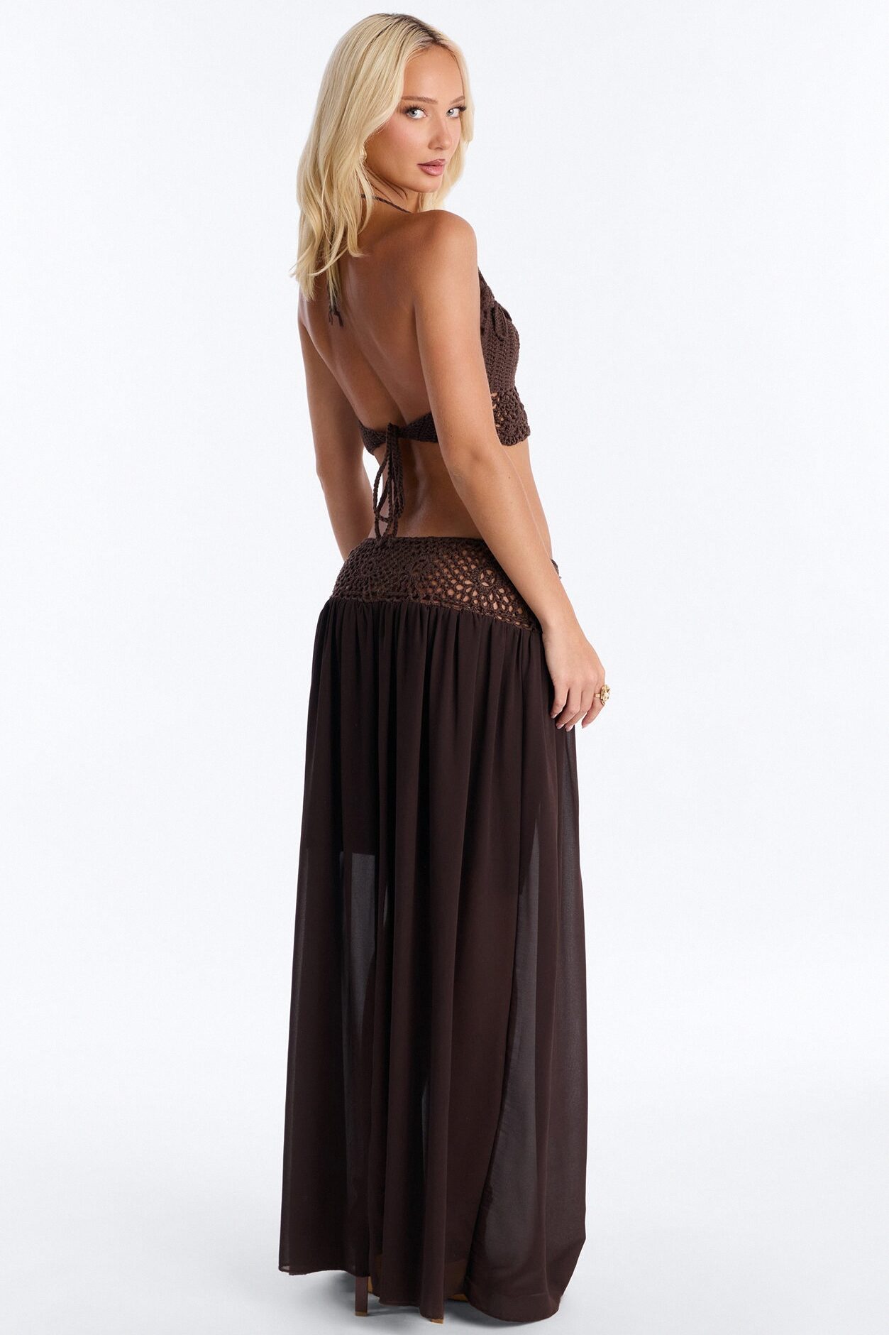Cara Crochet Skirt Set - Chocolate
