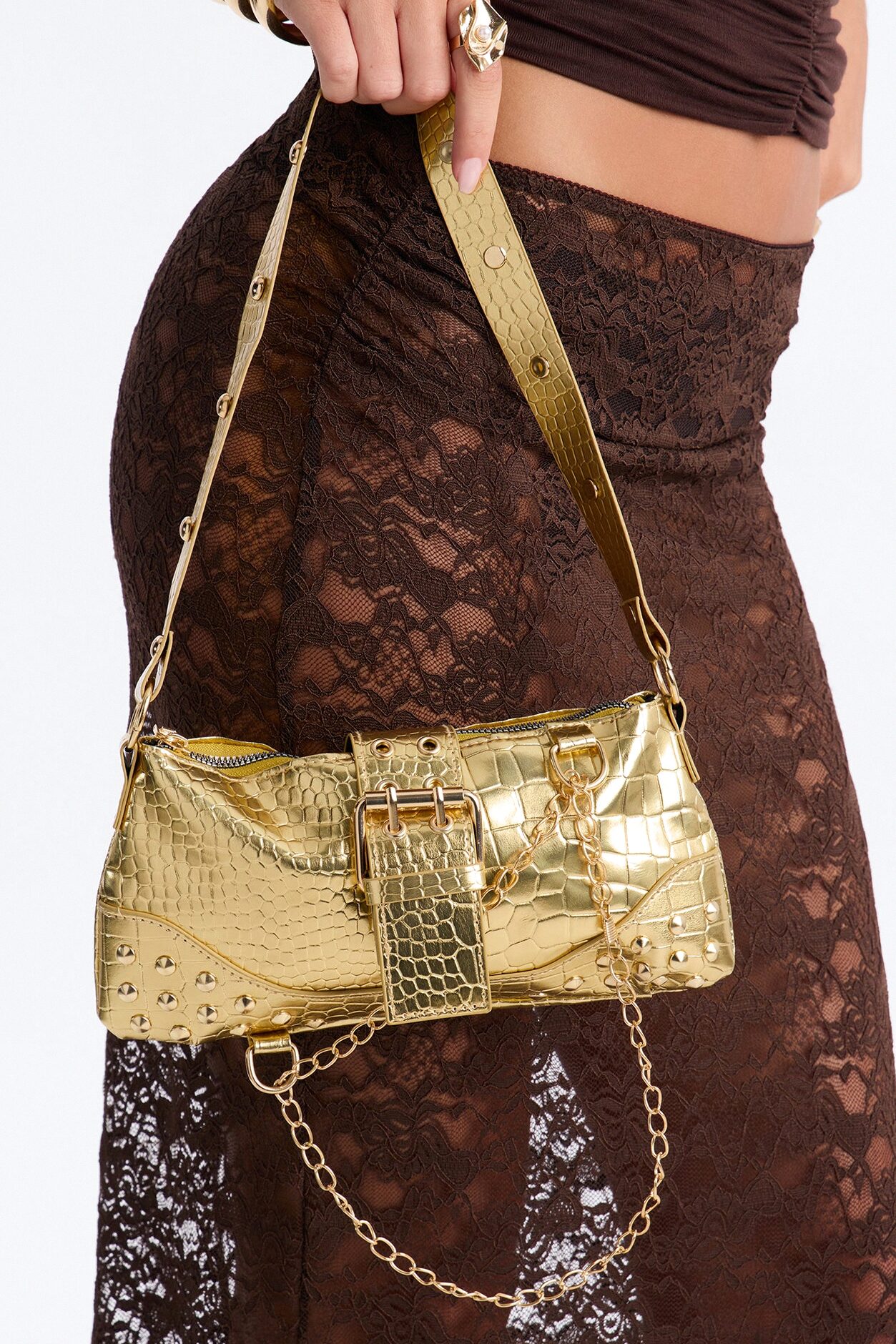 Street Style Shoulder Bag - Gold