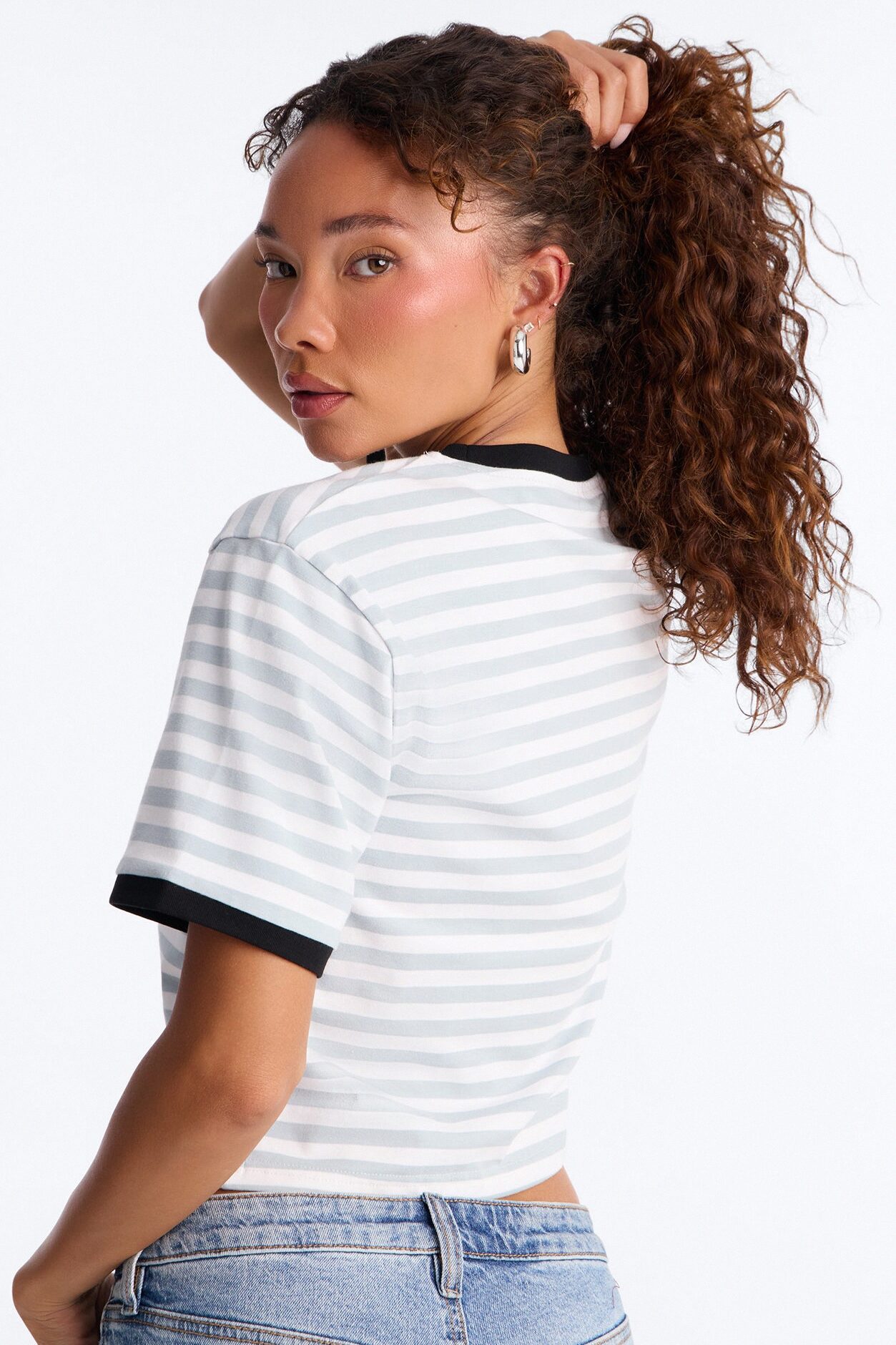 Betty Boop Stripe Crop Tee - Multi Color