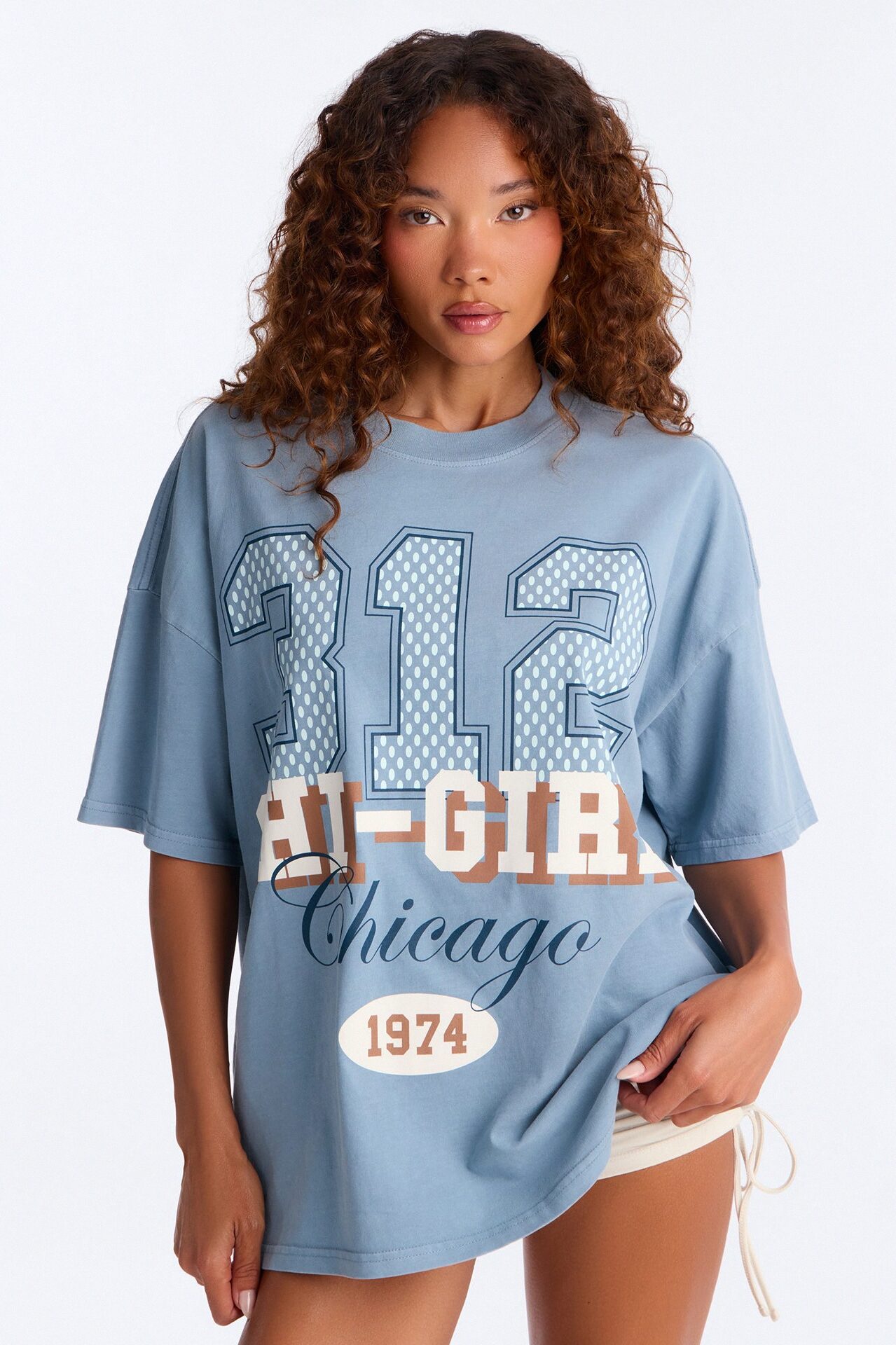 Chi-Girl 312' Washed T-Shirt - Light Blue