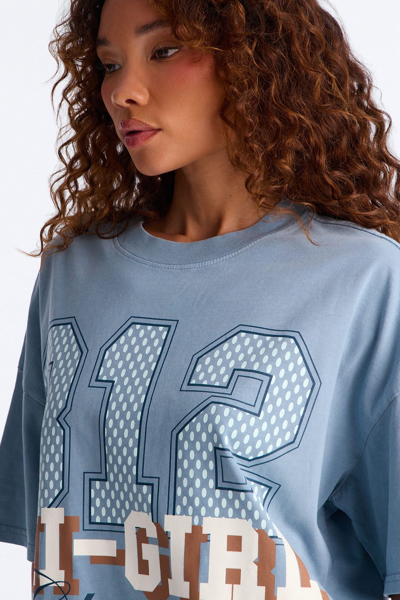 Chi-Girl 312' Washed T-Shirt - Light Blue