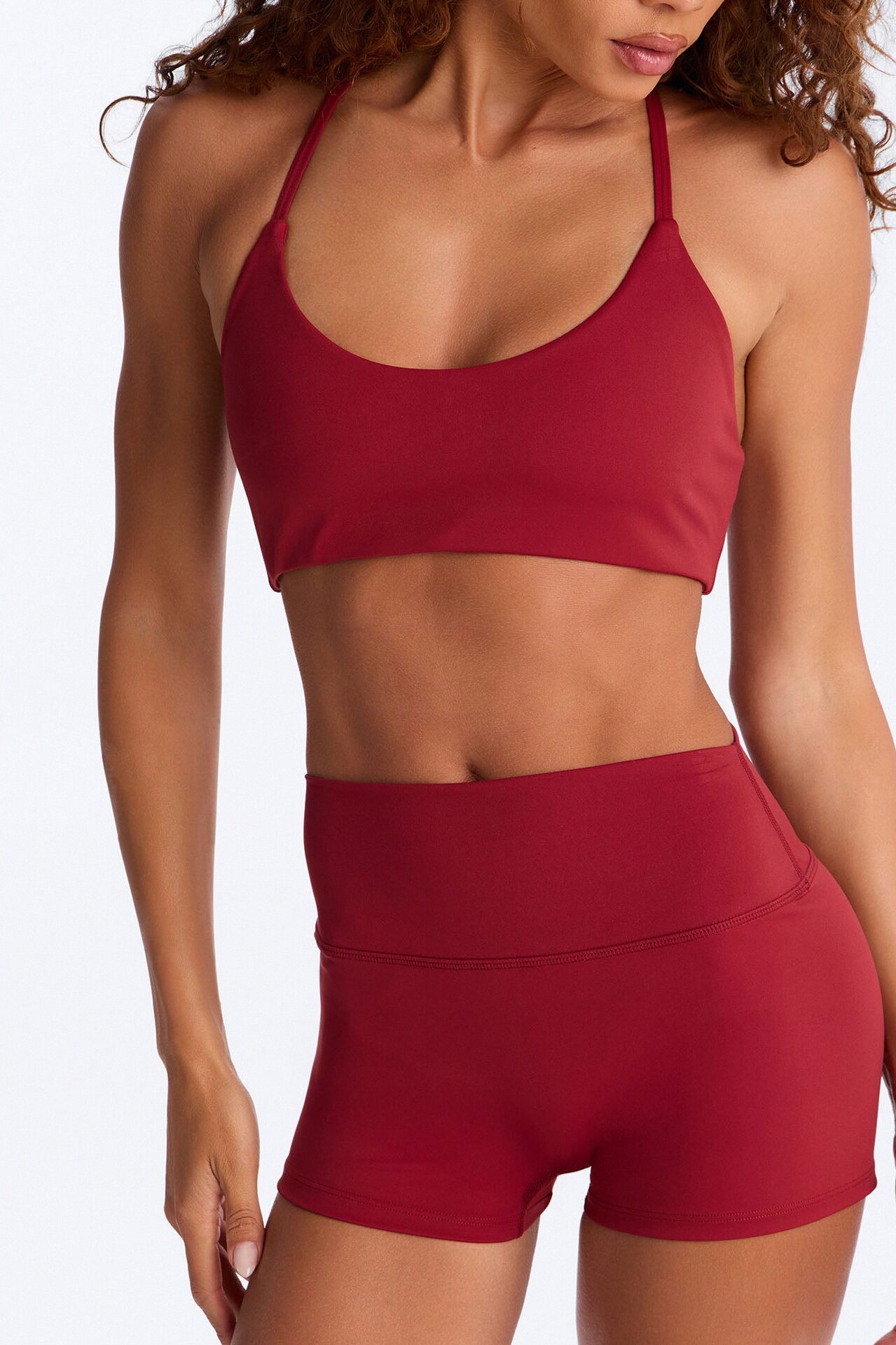 Adalynn Active Biker Short Set - Burgundy