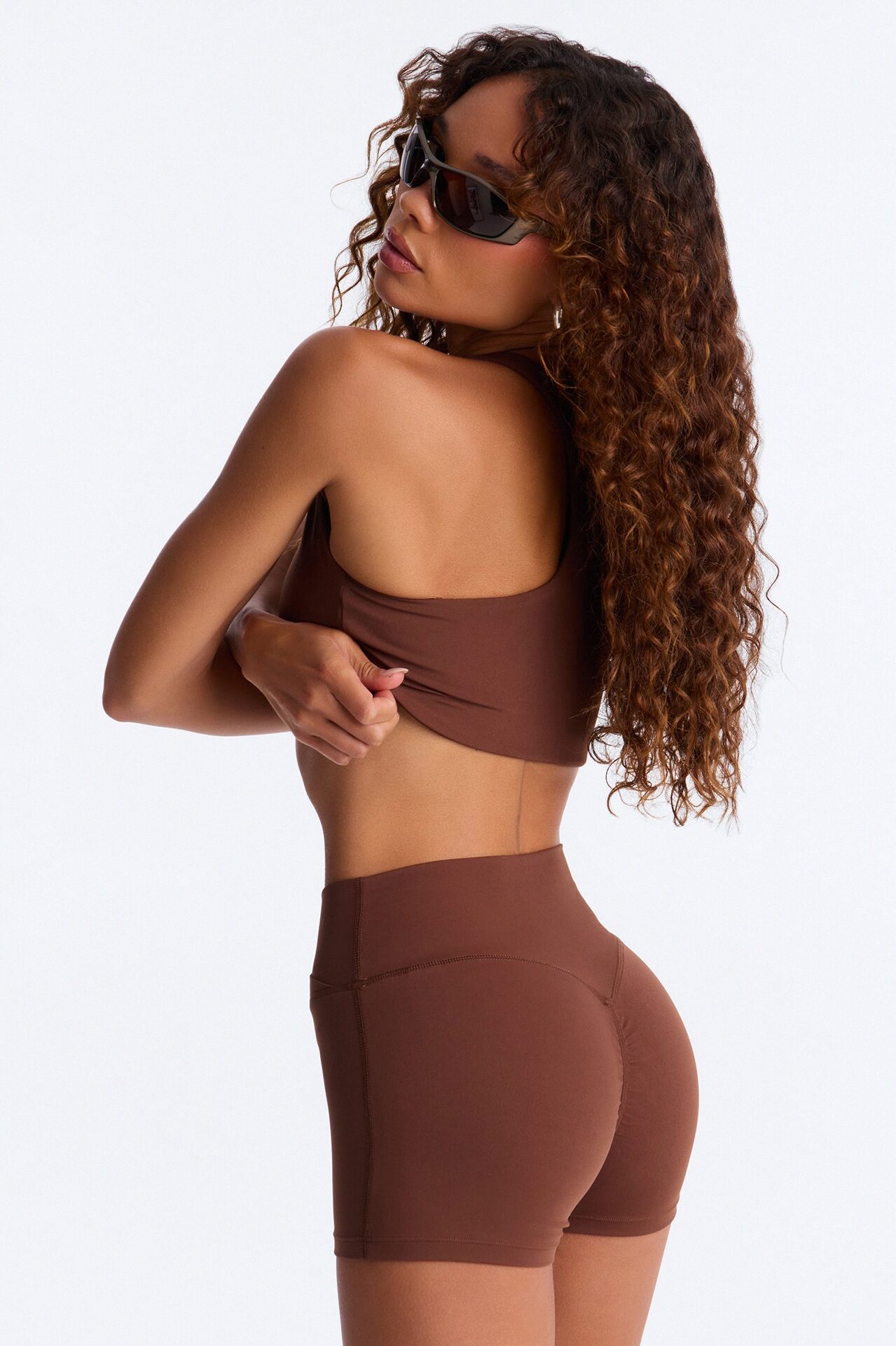 Libby Active Biker Short Set - Brown