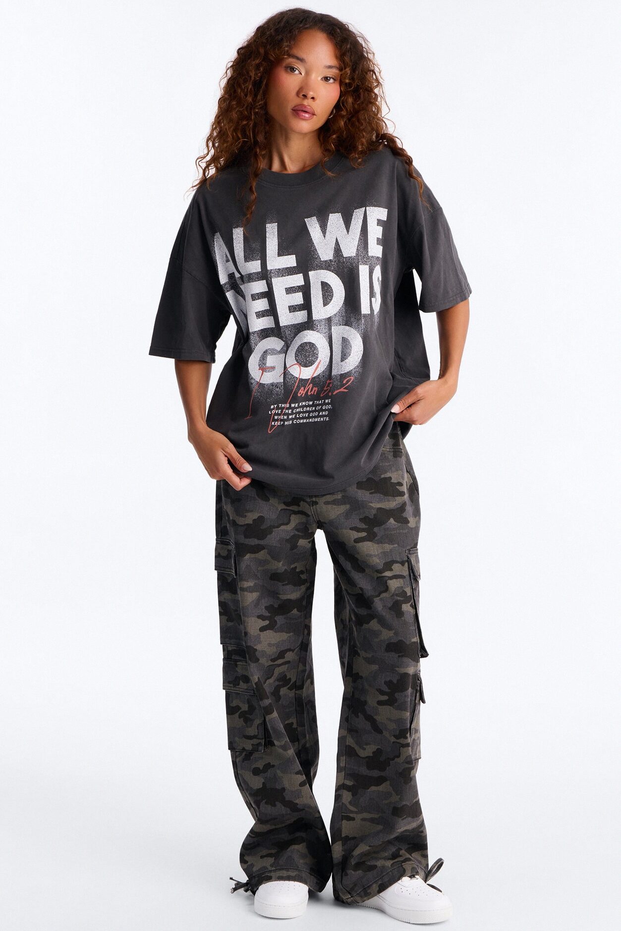 All We Need Is God Washed T-Shirt - Black