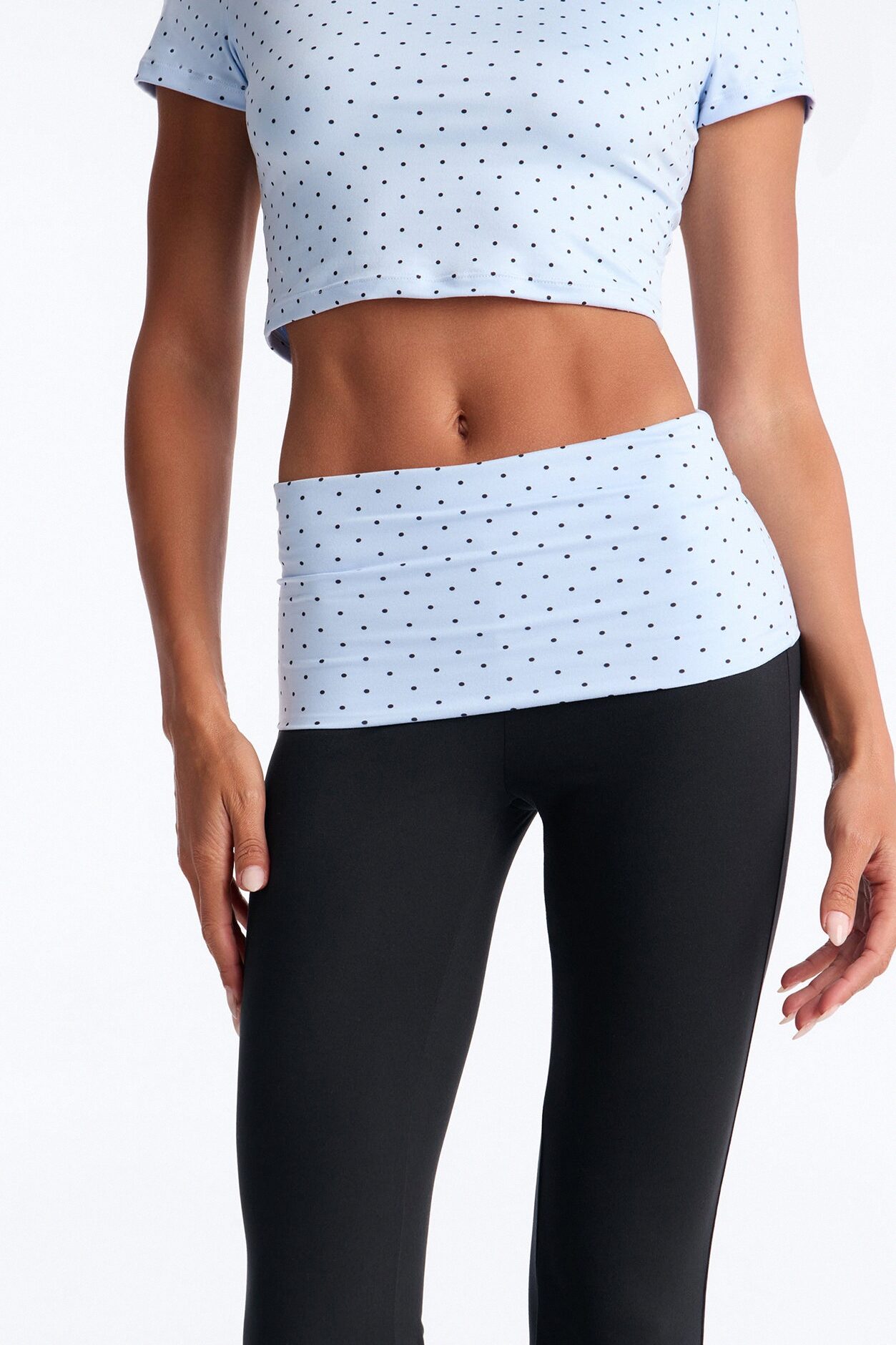 Cute N Casual Polka Dot Flare Legging Set - Blue/combo