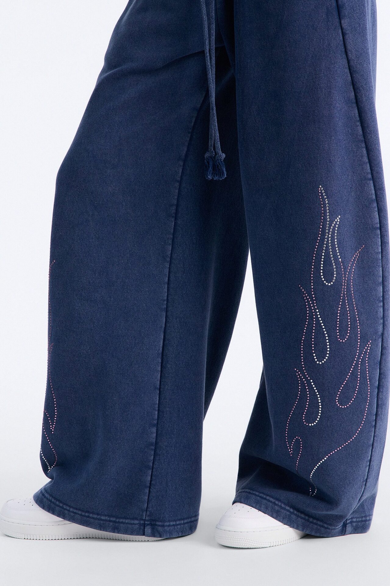 Forever Yours Rhinestone Bodysuit Barrel Pant Set - Blue