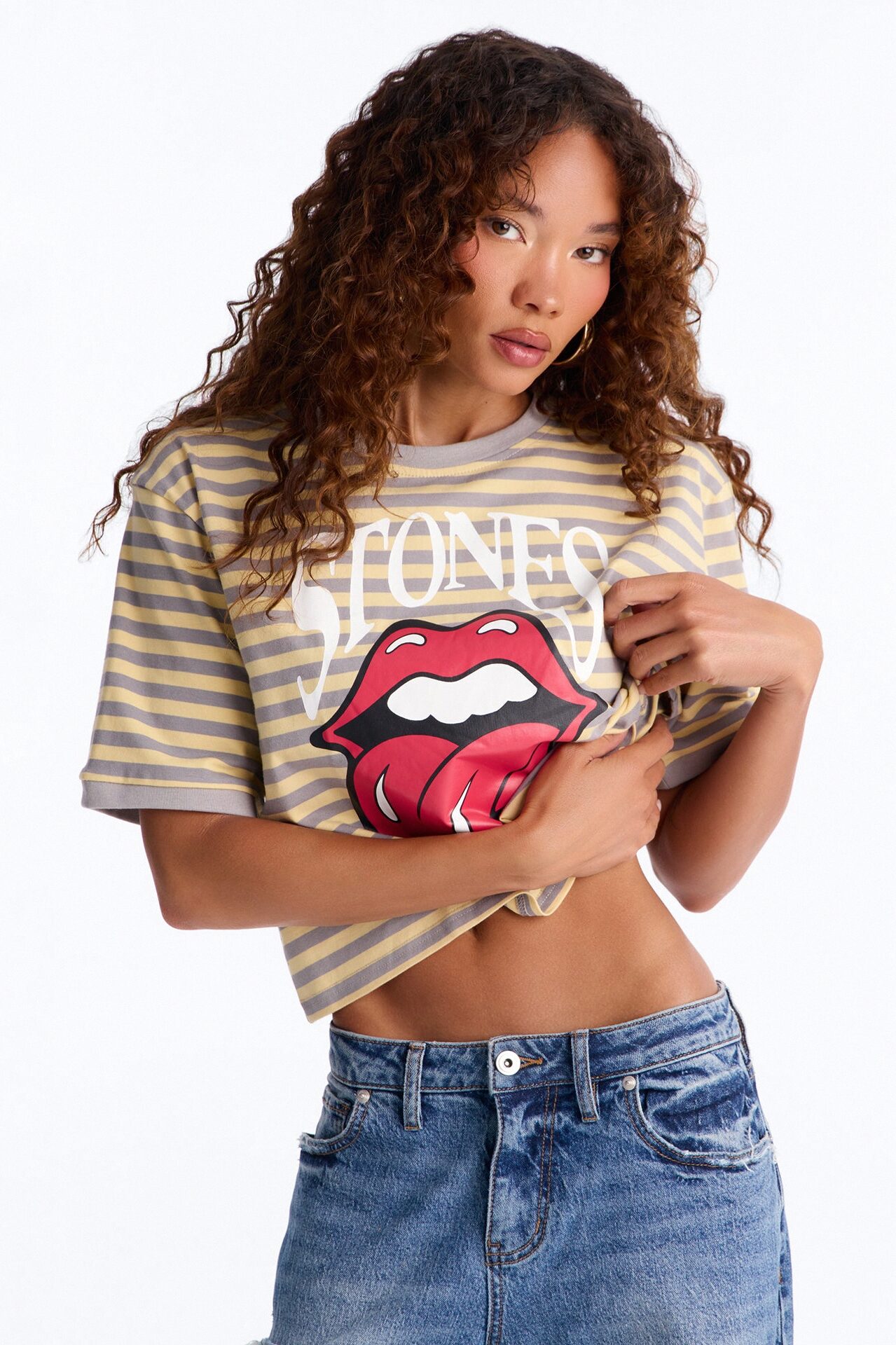 The Rolling Stones Stripe Crop Tee - Multi Color
