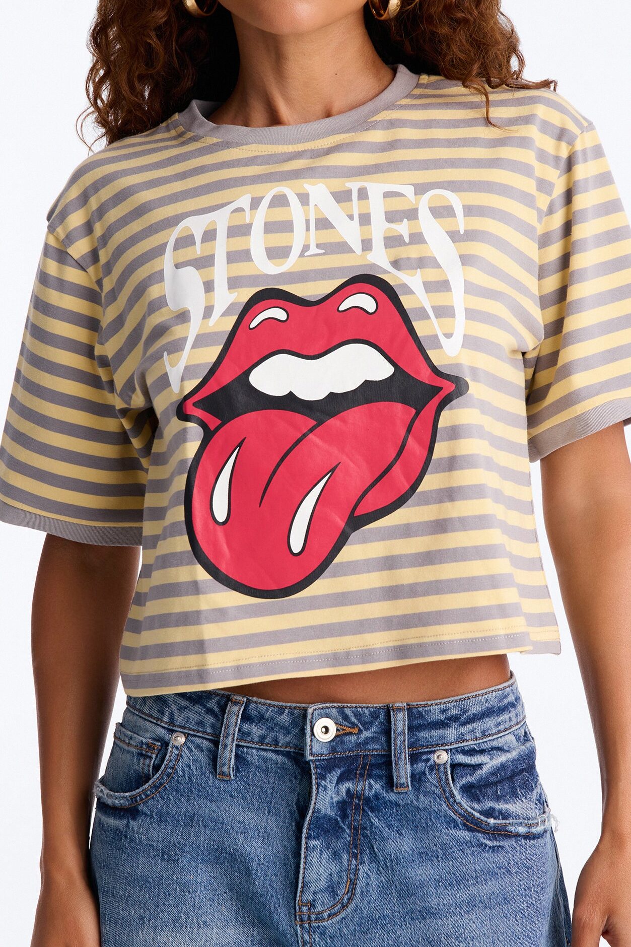 The Rolling Stones Stripe Crop Tee - Multi Color