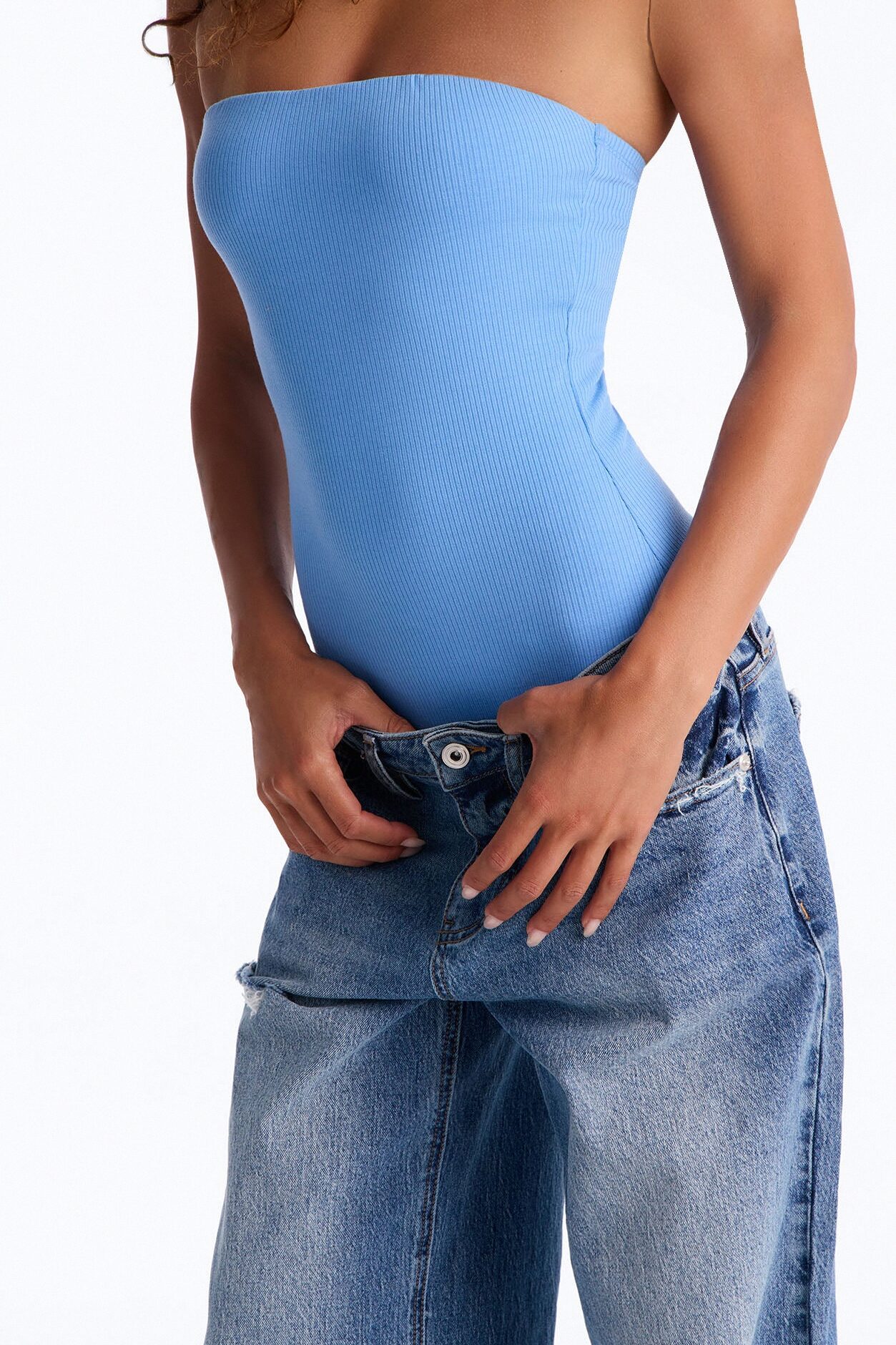 Demi Double Lined Tube Bodysuit - Periwinkle
