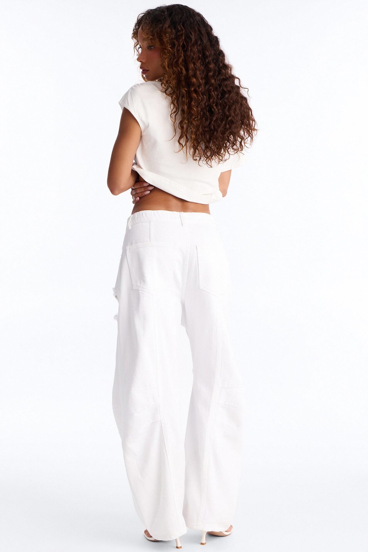 New Standard Ripped Barrel Leg Jeans - White