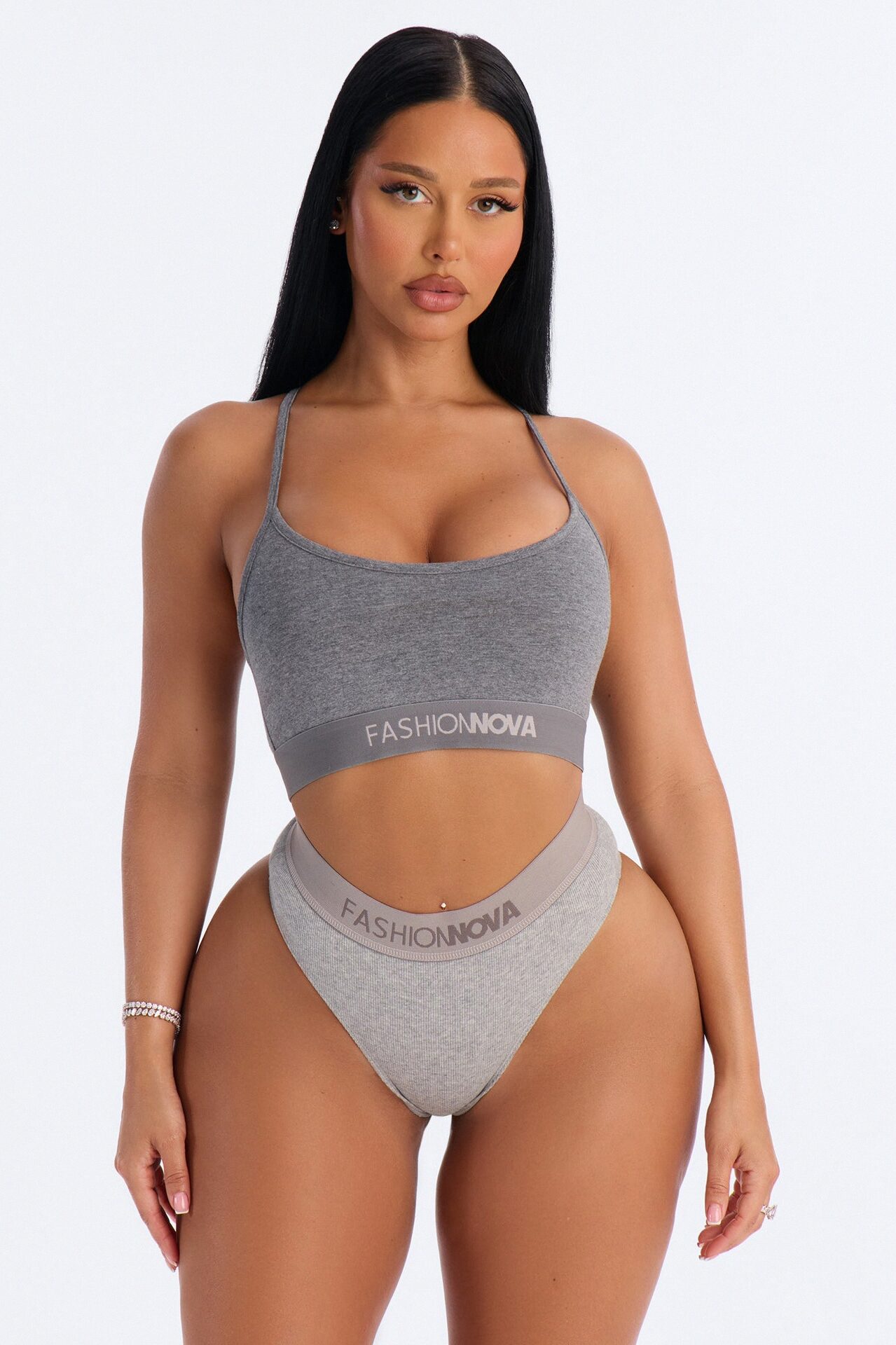 FN Mood Scoop Cami Cotton Bra - Charcoal