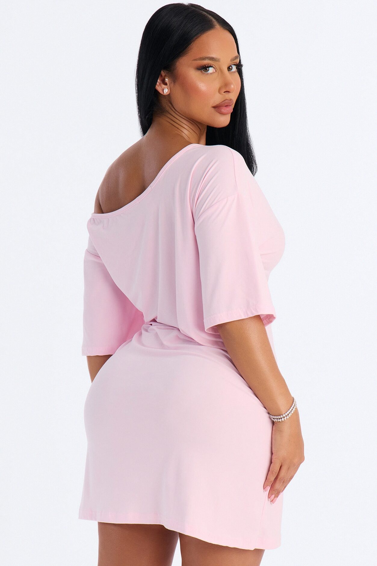 Love My Sleep Off Shoulder Sleep Shirt - Pink