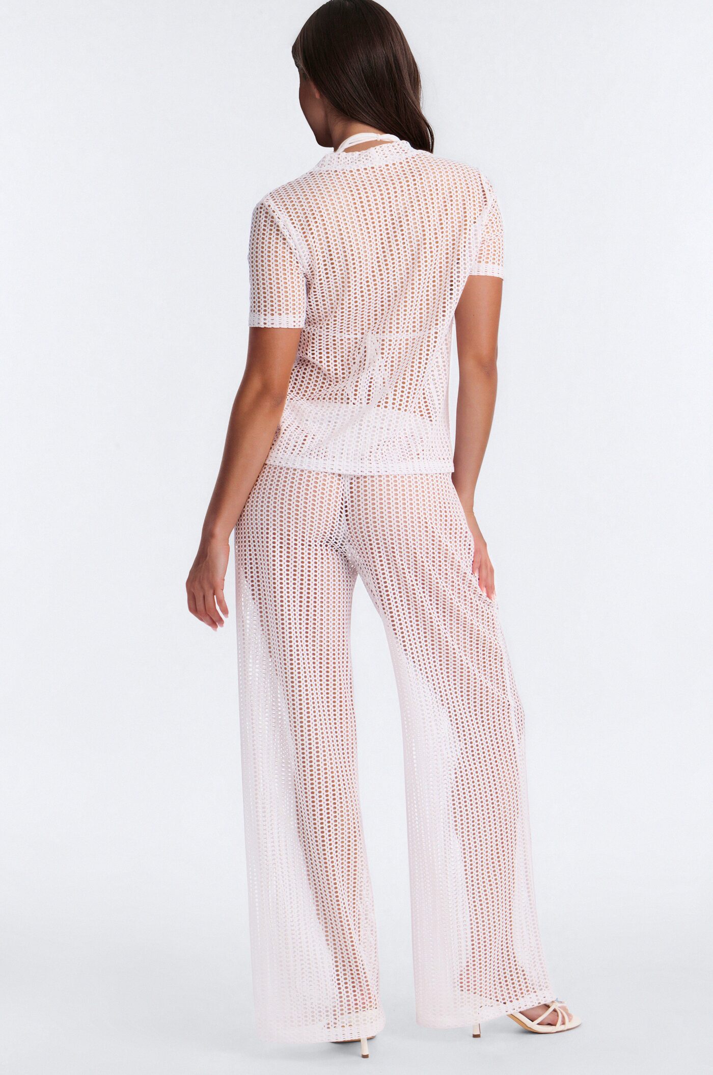 Island Breeze Crochet Fishnet Cover Up Pants Set - White