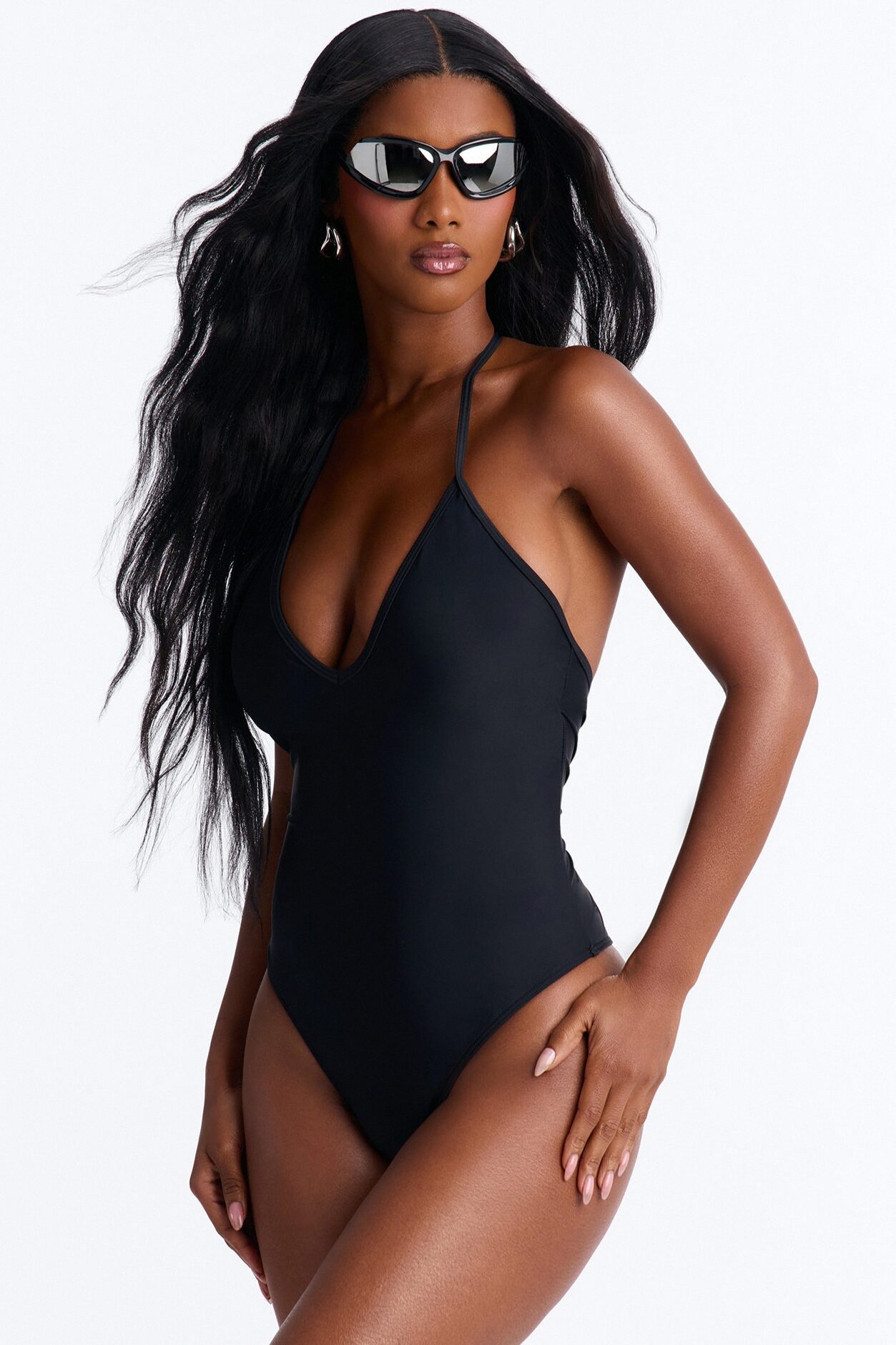 Hailey Ruched 1 Piece Swimsuit - Black