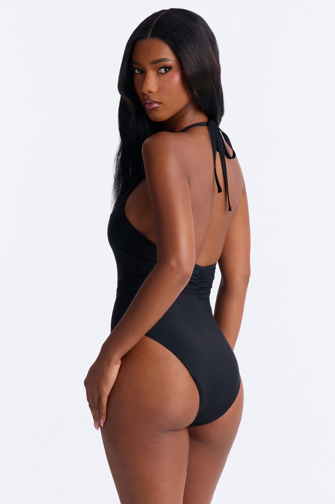 Hailey Ruched 1 Piece Swimsuit - Black
