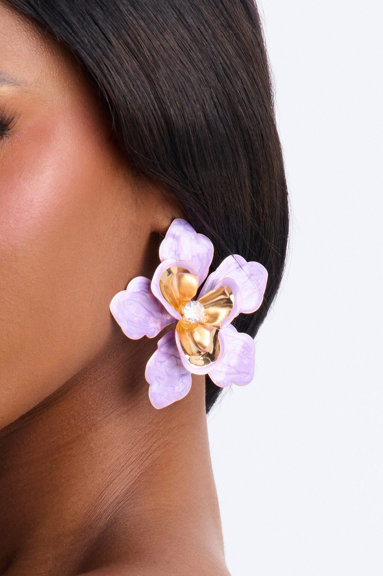 Island Hibiscus Stud Earrings - Lavender