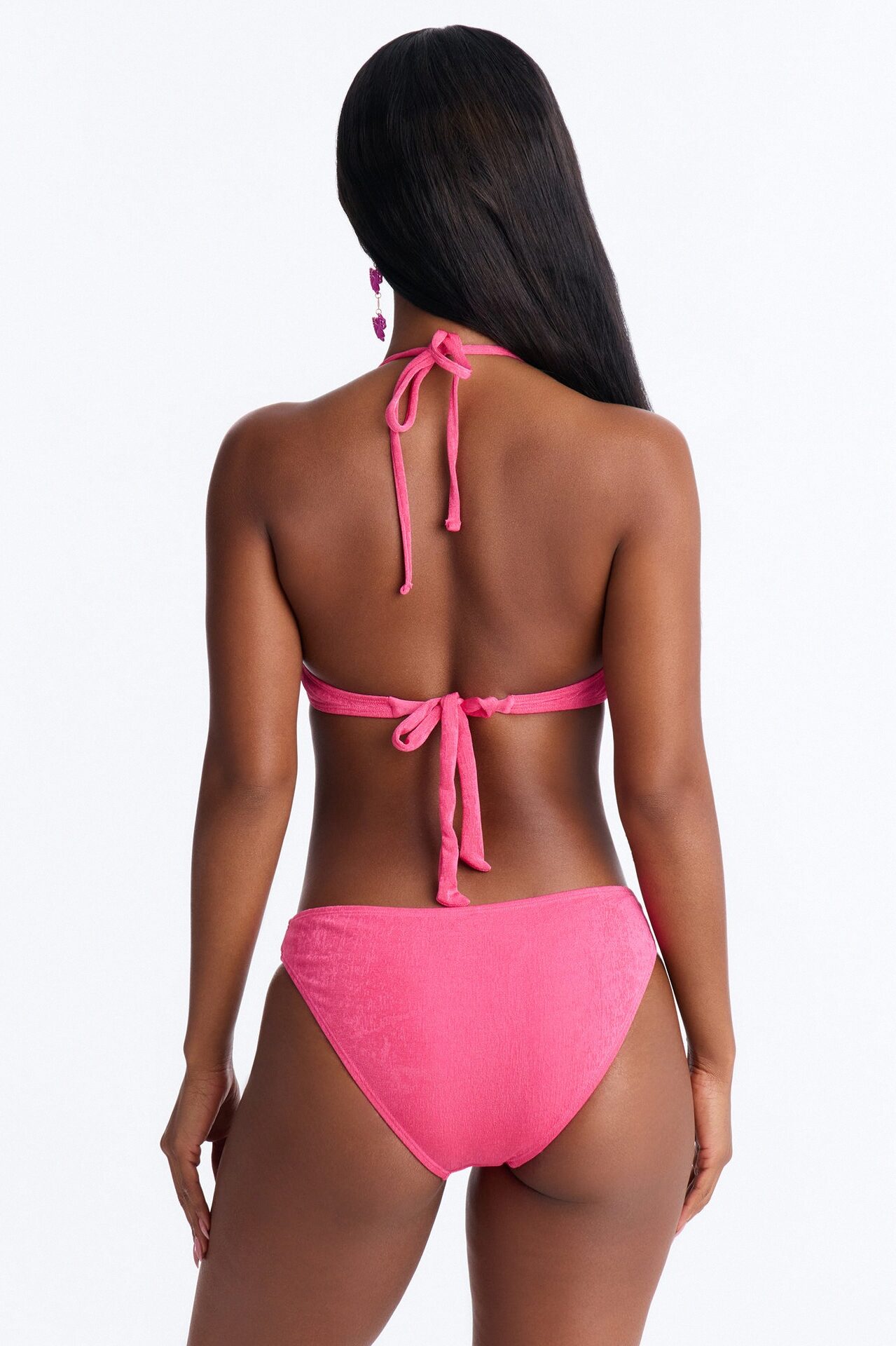 Sonia Hardware Bandeau 3 Piece Bikini Slinky Maxi Skirt Set - Magenta