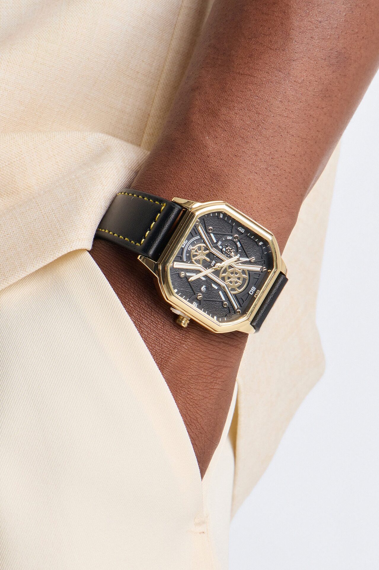 Industrial Skeleton Watch - Black/Gold