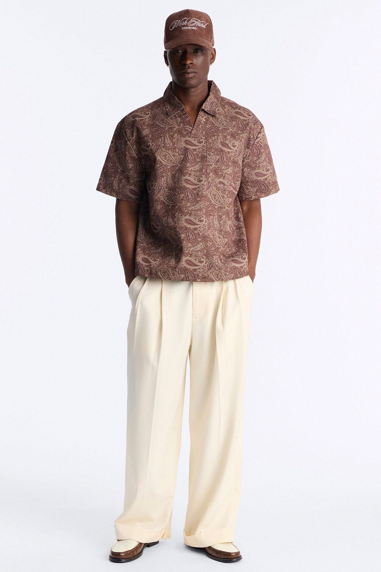 Relaxed Cormonte Paisley Polo - Brown