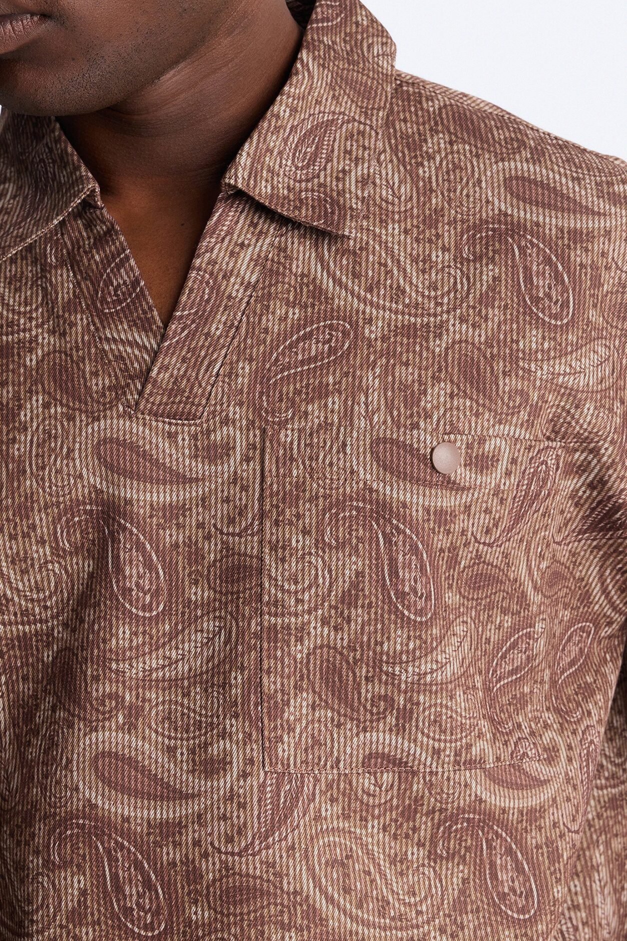 Relaxed Cormonte Paisley Polo - Brown