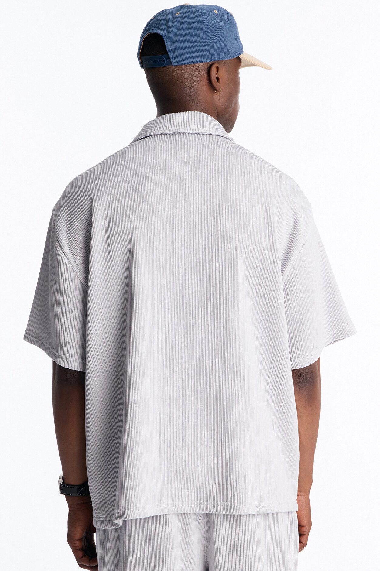 Pure Form Plisse Polo - Grey