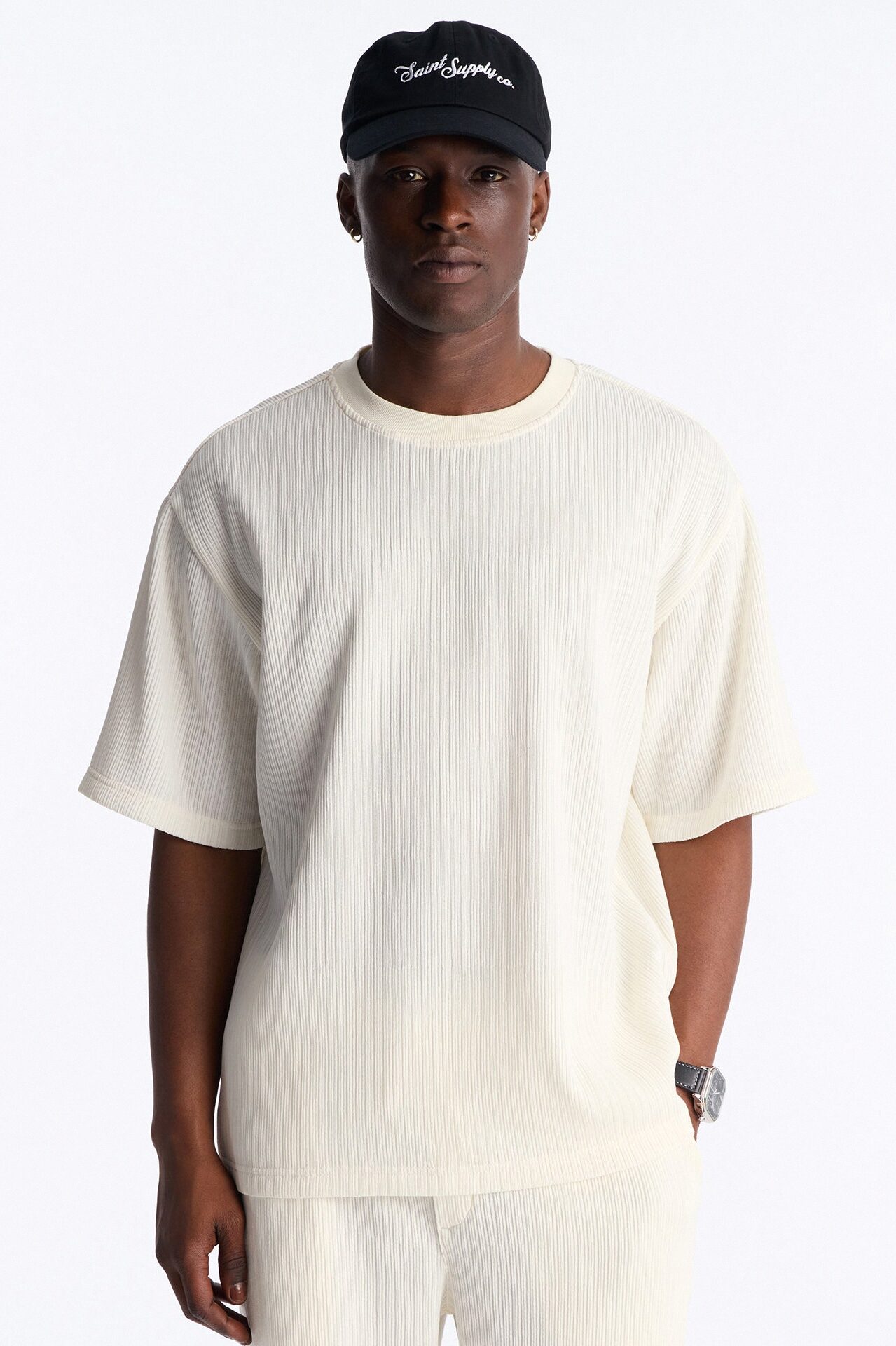 Pure Form Plisse Tee - Cream