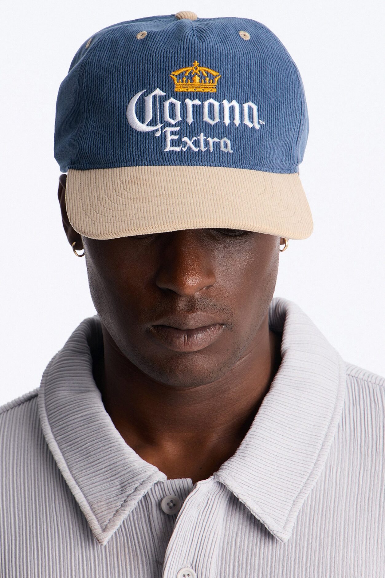 Corona Corduroy Snapback Hat - Blue/combo