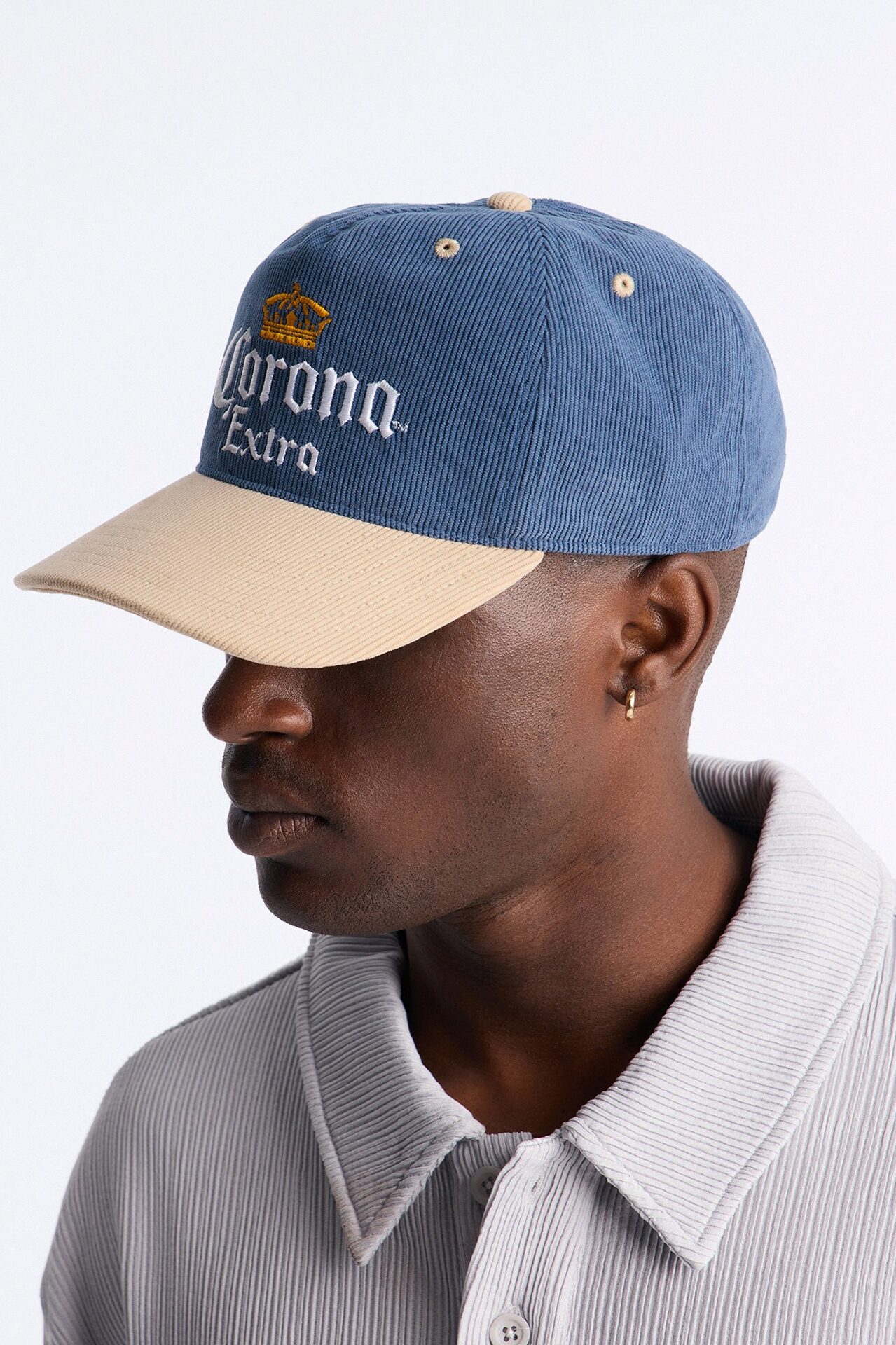 Corona Corduroy Snapback Hat - Blue/combo