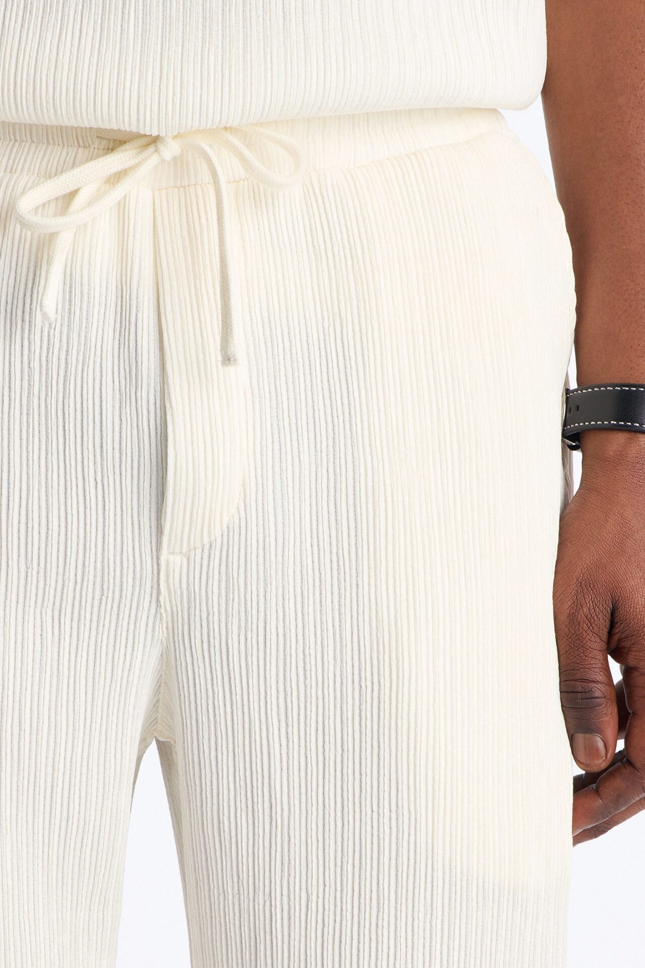 Pure Form Plisse Straight Leg Pant - Cream