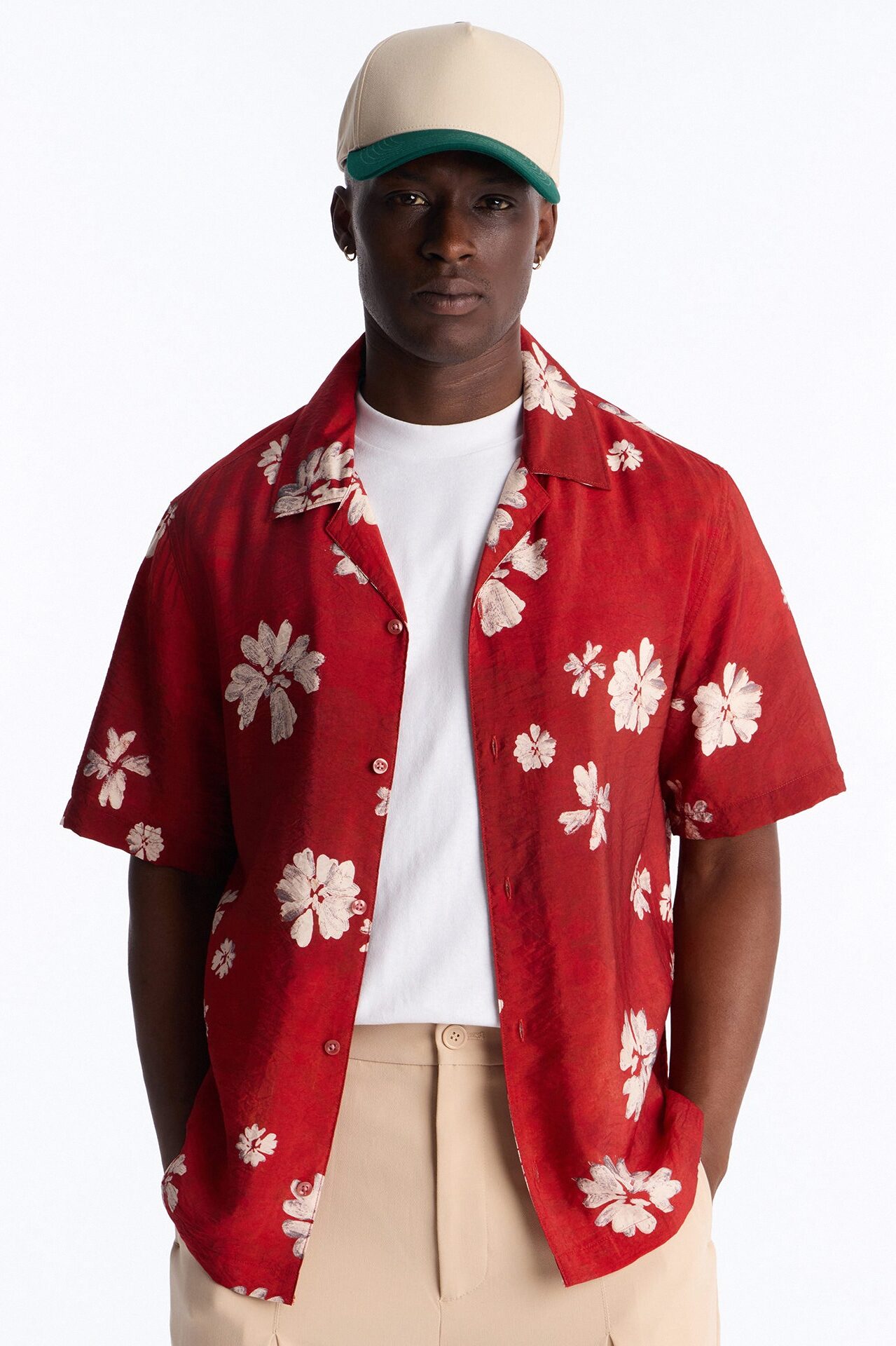 Floral Tennyson Button Up Shirt - Red/combo