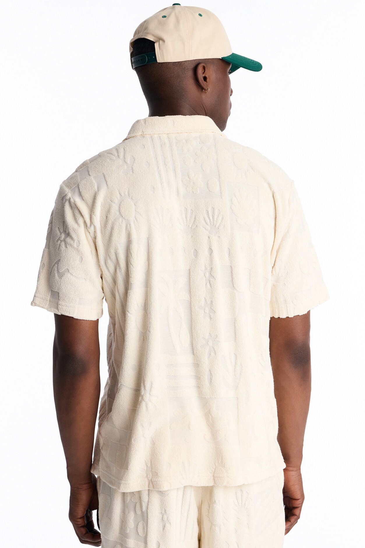 Cloud Jacquard Terry Johnny Collar Shirt - Cream