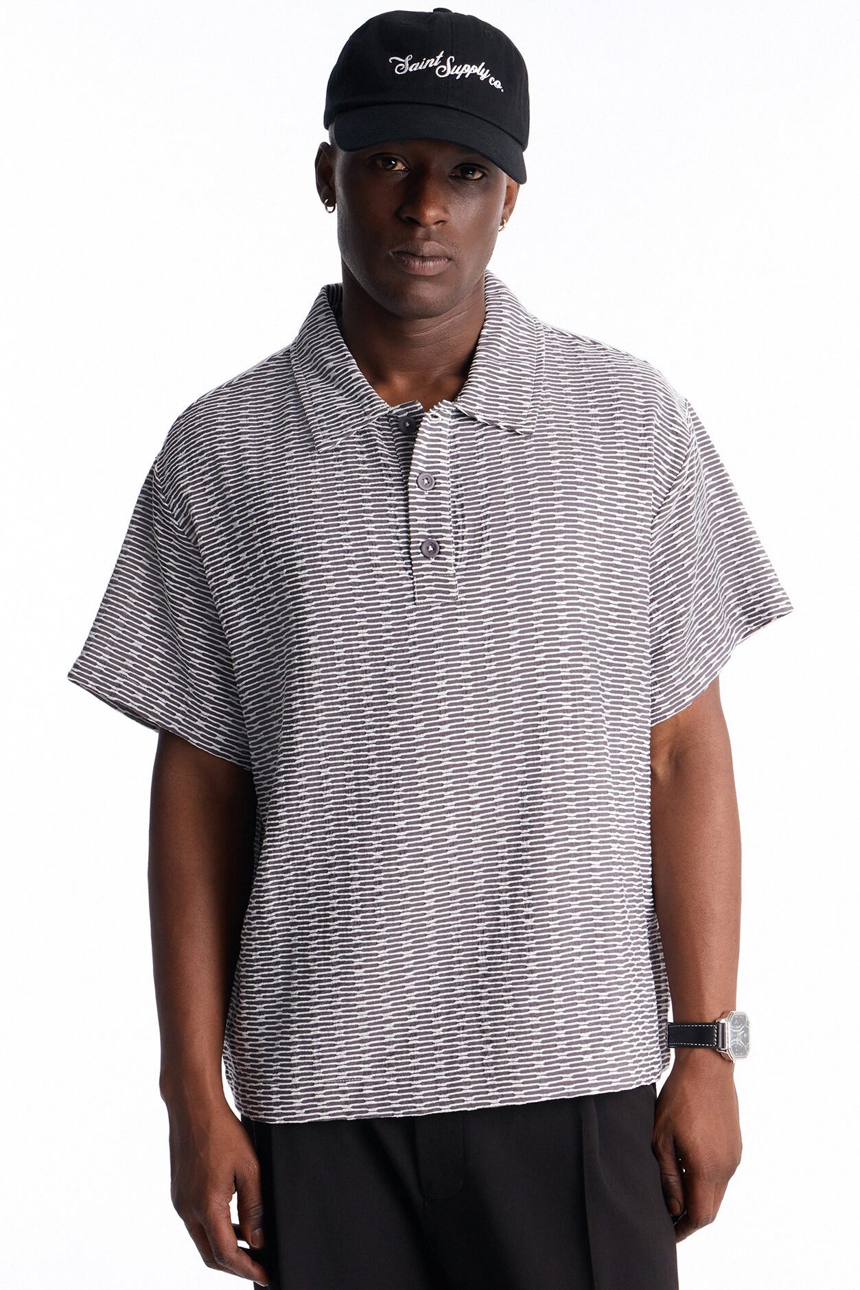 Chenille Terrace Textured Polo - Grey