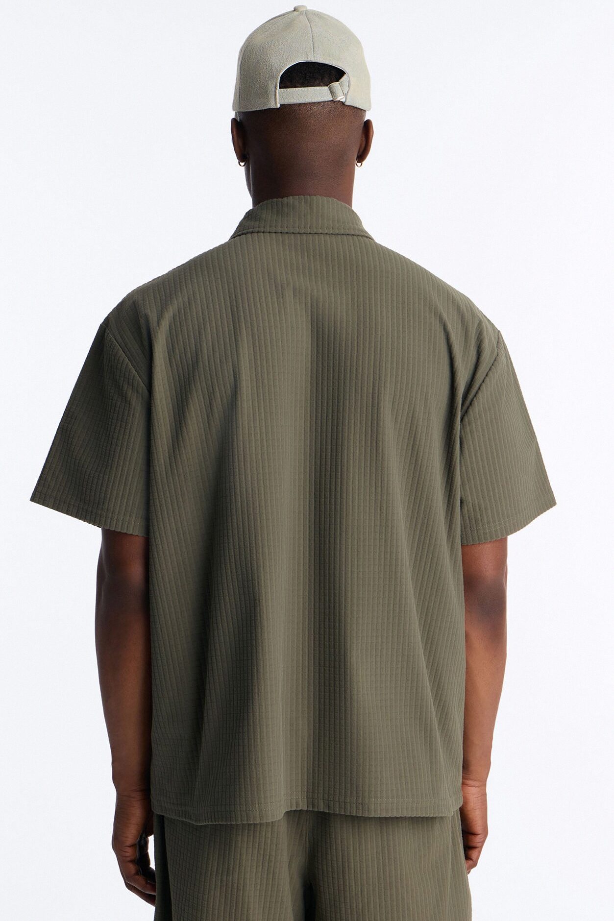 Terrance Textured Stripe Polo - Olive