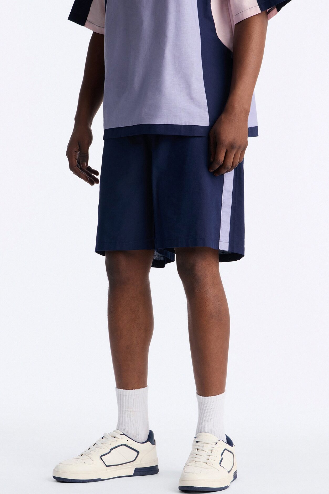 Basic Color Block Relaxed Short - Purple/combo