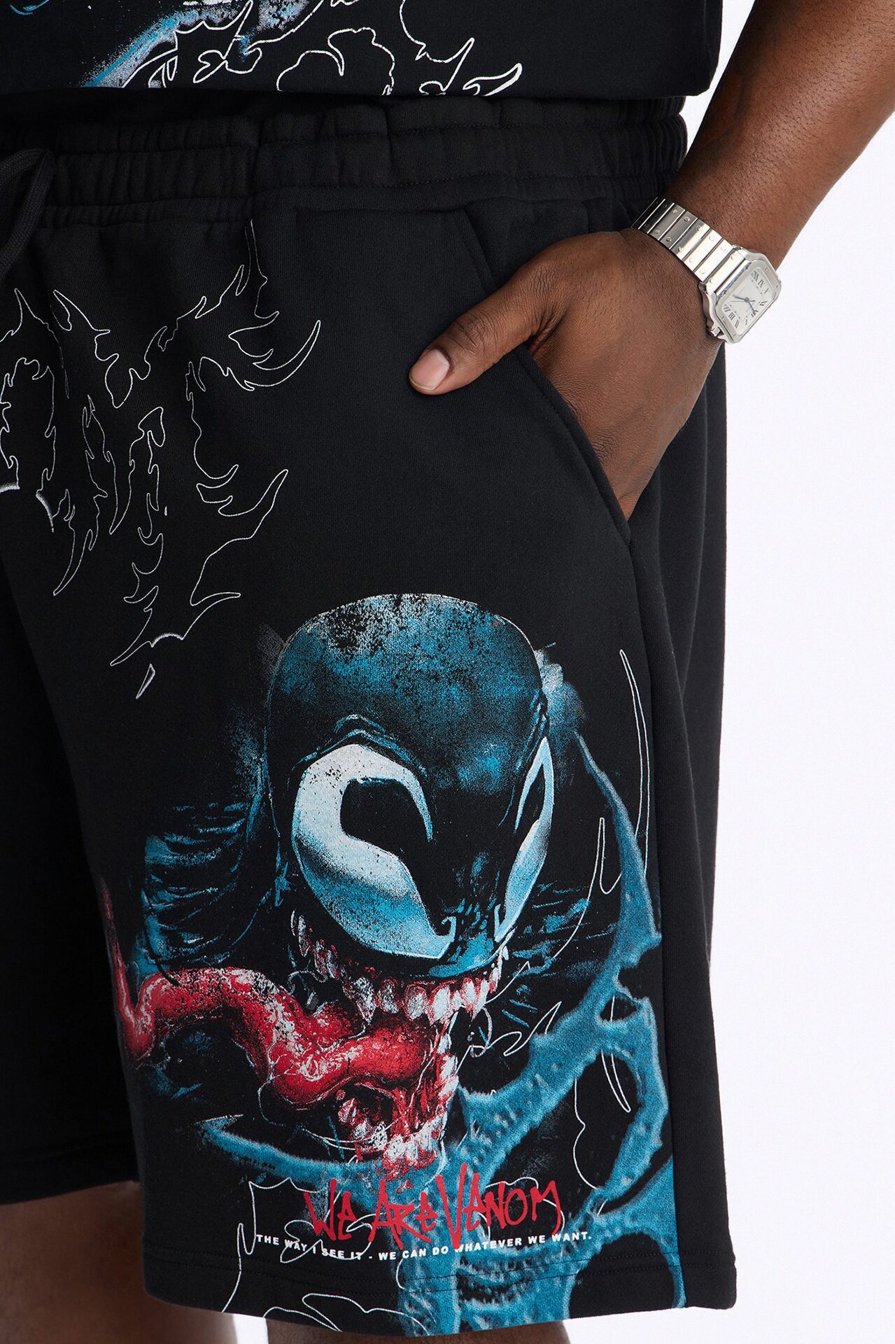 Venom All Over Print Relaxed Sweat Short - Black