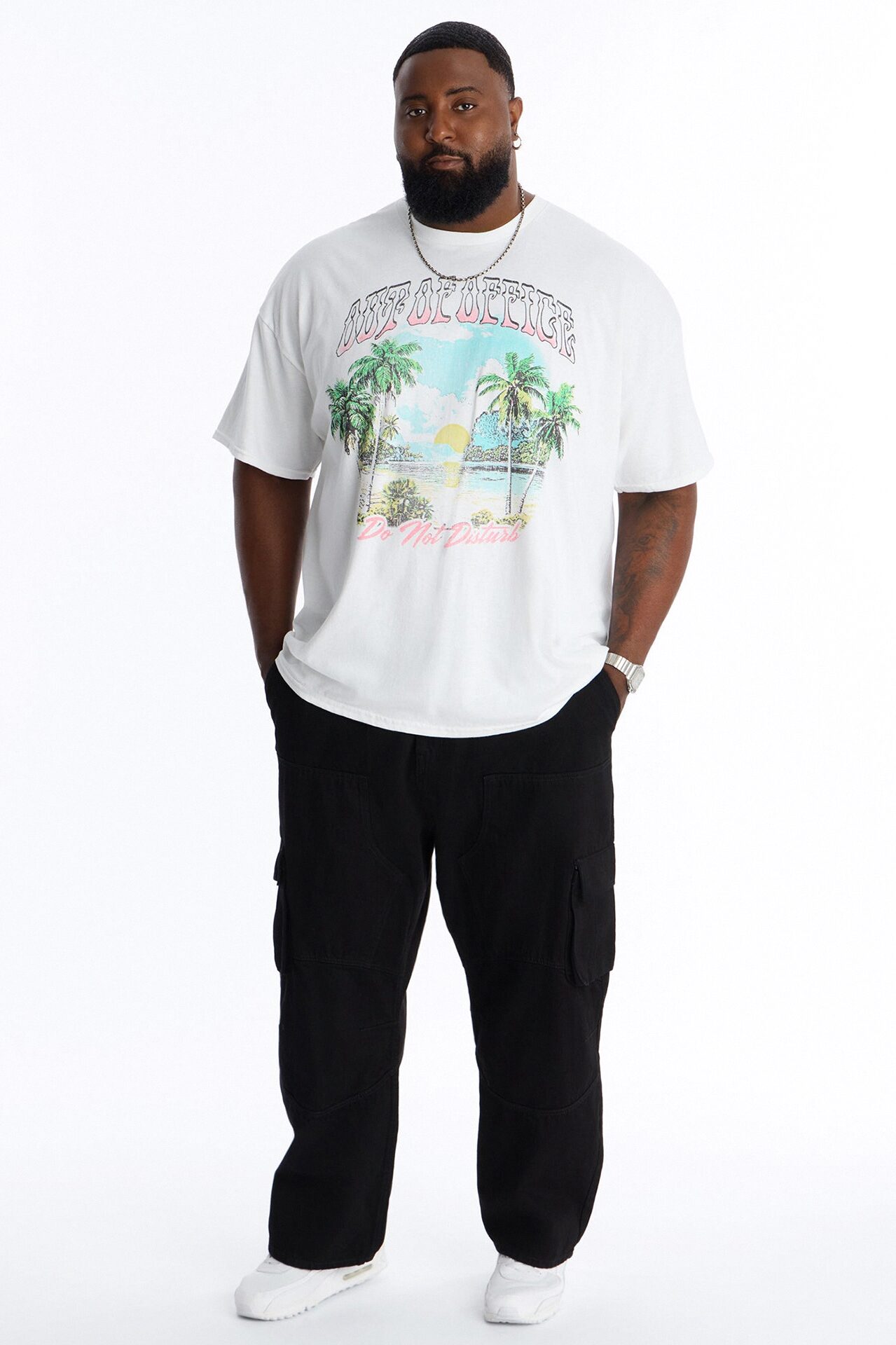 Out Of Office Do Not Disturb Oversized Short Sleeve Tee - White