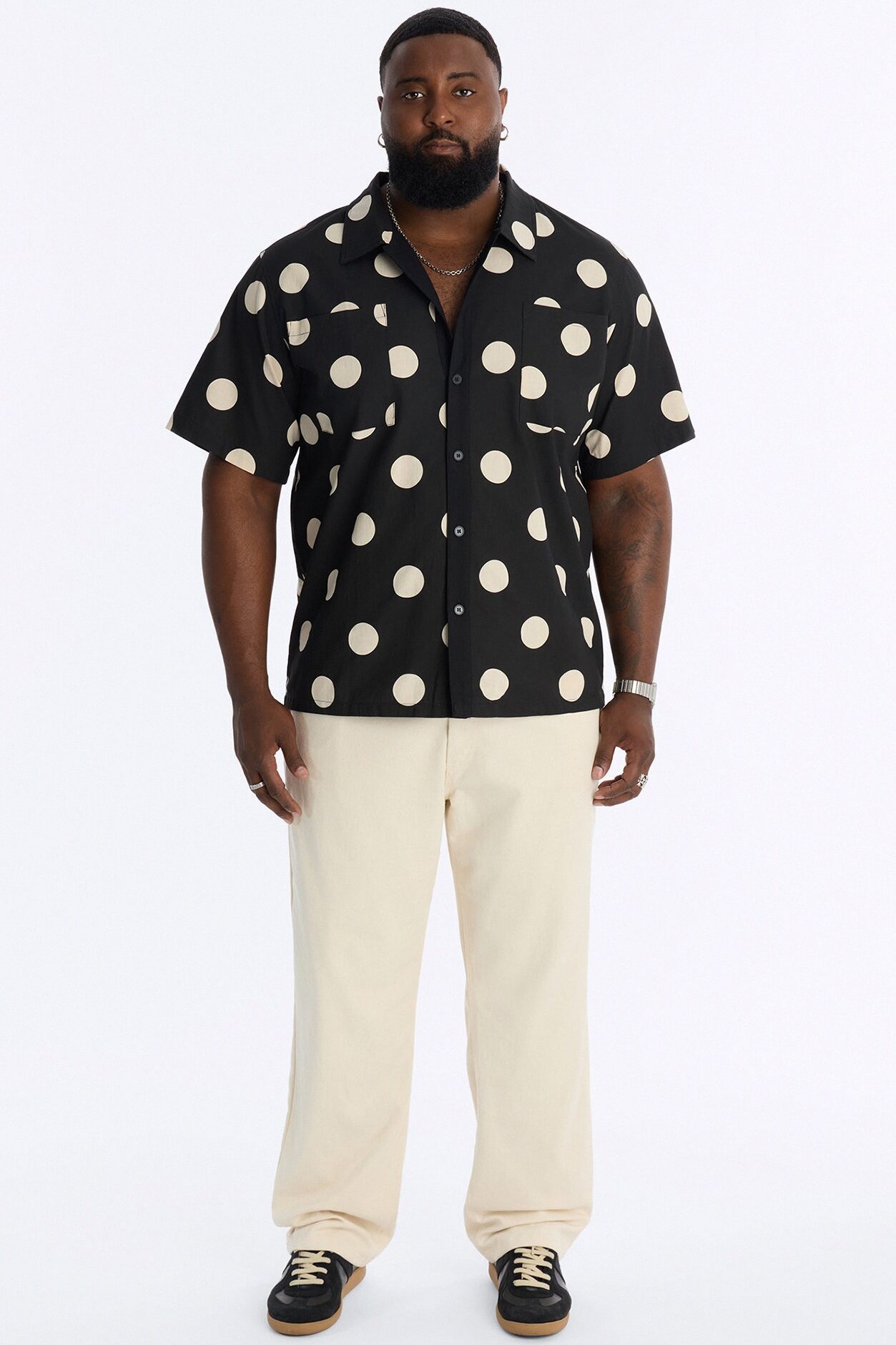Signature Polka Dot Button Up Shirt - Black/combo