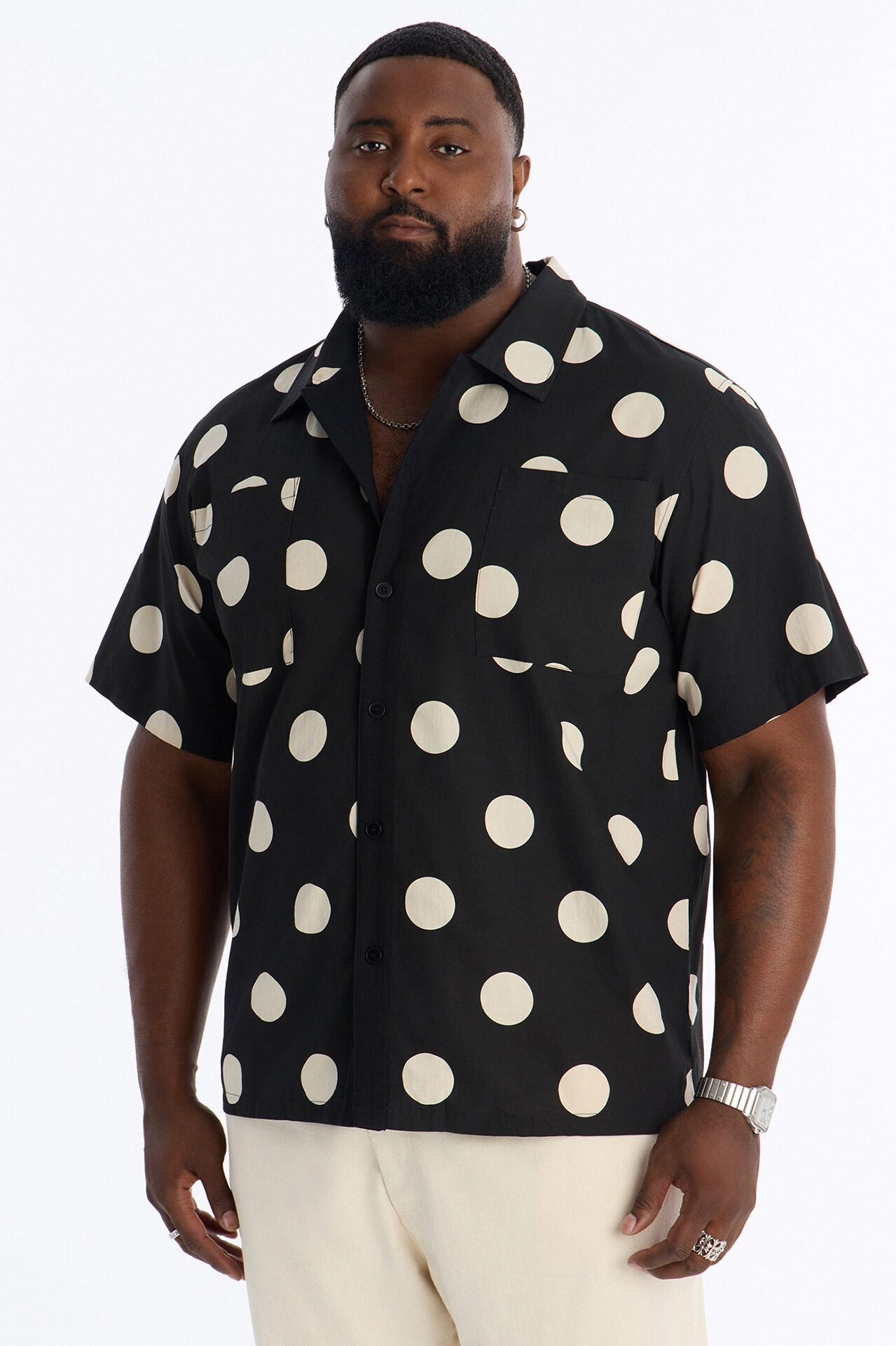 Signature Polka Dot Button Up Shirt - Black/combo
